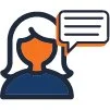 woman with chat bubble to the right icon