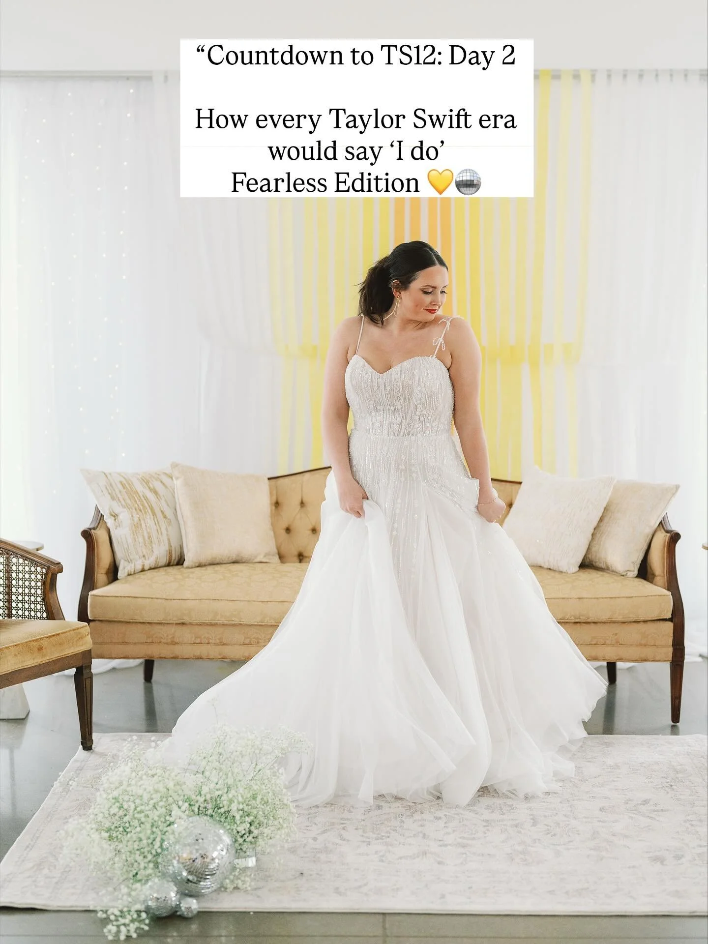 Day 2 β‘οΈ Fearless Edition β¨ If Taylor’s eras were weddings… which one do you think she’ll choose IRL? ππ
venue // @willowongrand_dsm 
photographer // @nicolelaingphoto 
planner + designer // @annatavintageco 
assistant designer