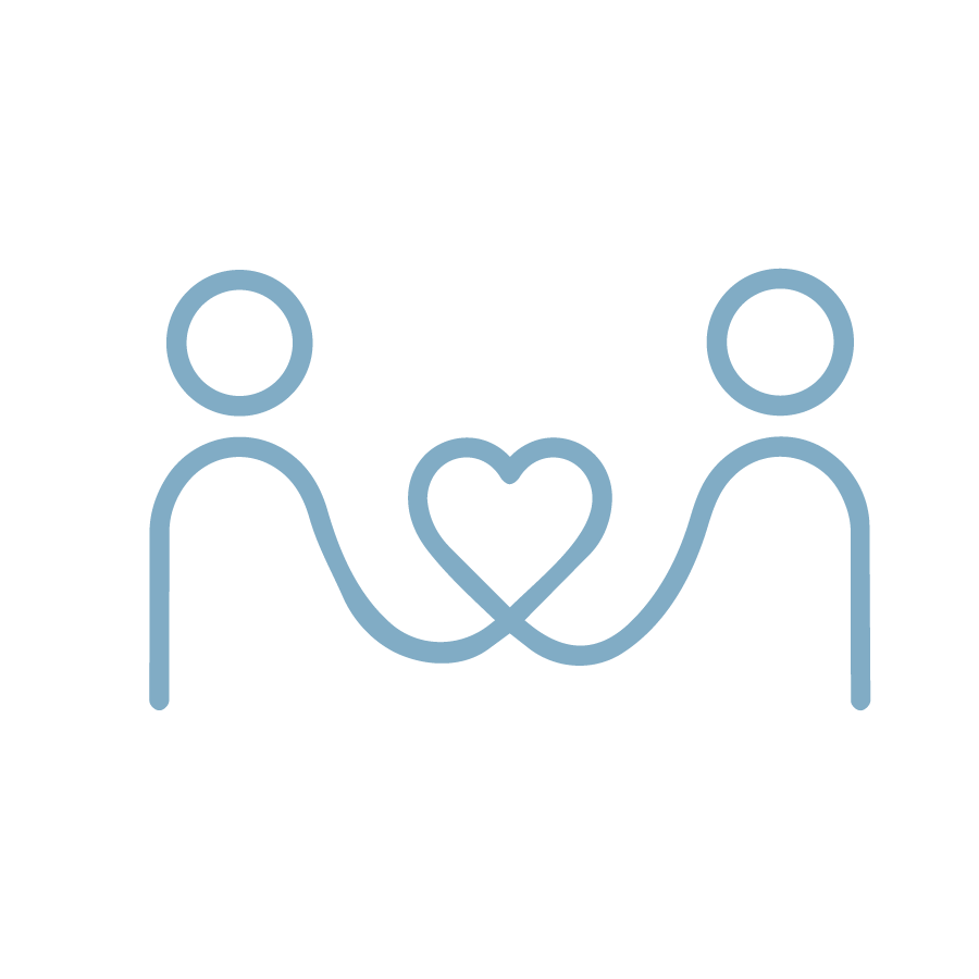 Outline of two people holding a heart between them, with the phrase 'You're my person' written above.