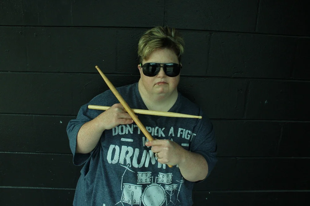 Lauren Rittenhouse with drumsticks