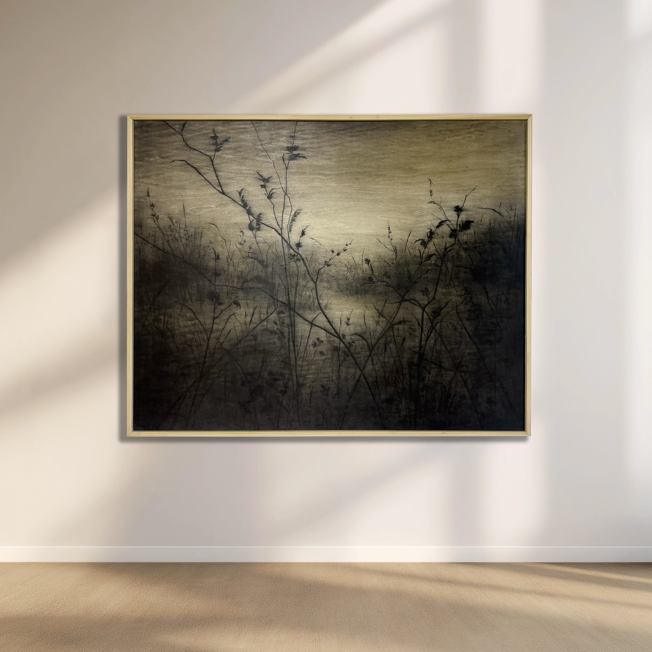 LinseyGray_OriginalArtwork_CharcoalOnWood-BreatheNowExhibition2025-DriftInAndOut48x60-wall.png