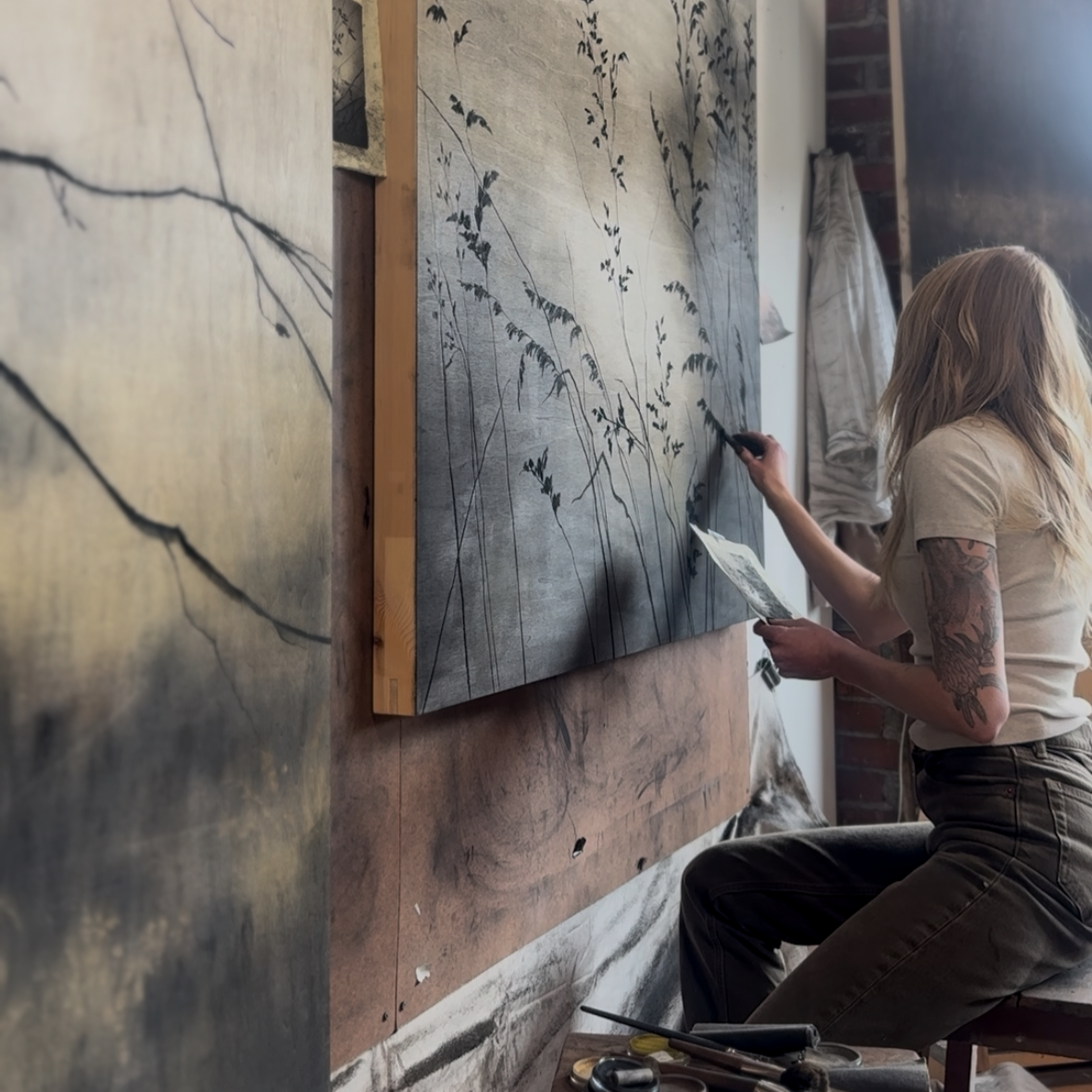 LinseyGray_OriginalArtwork_CharcoalOnWood-BreatheNowExhibition2025-UntilMorning48x48-process.png