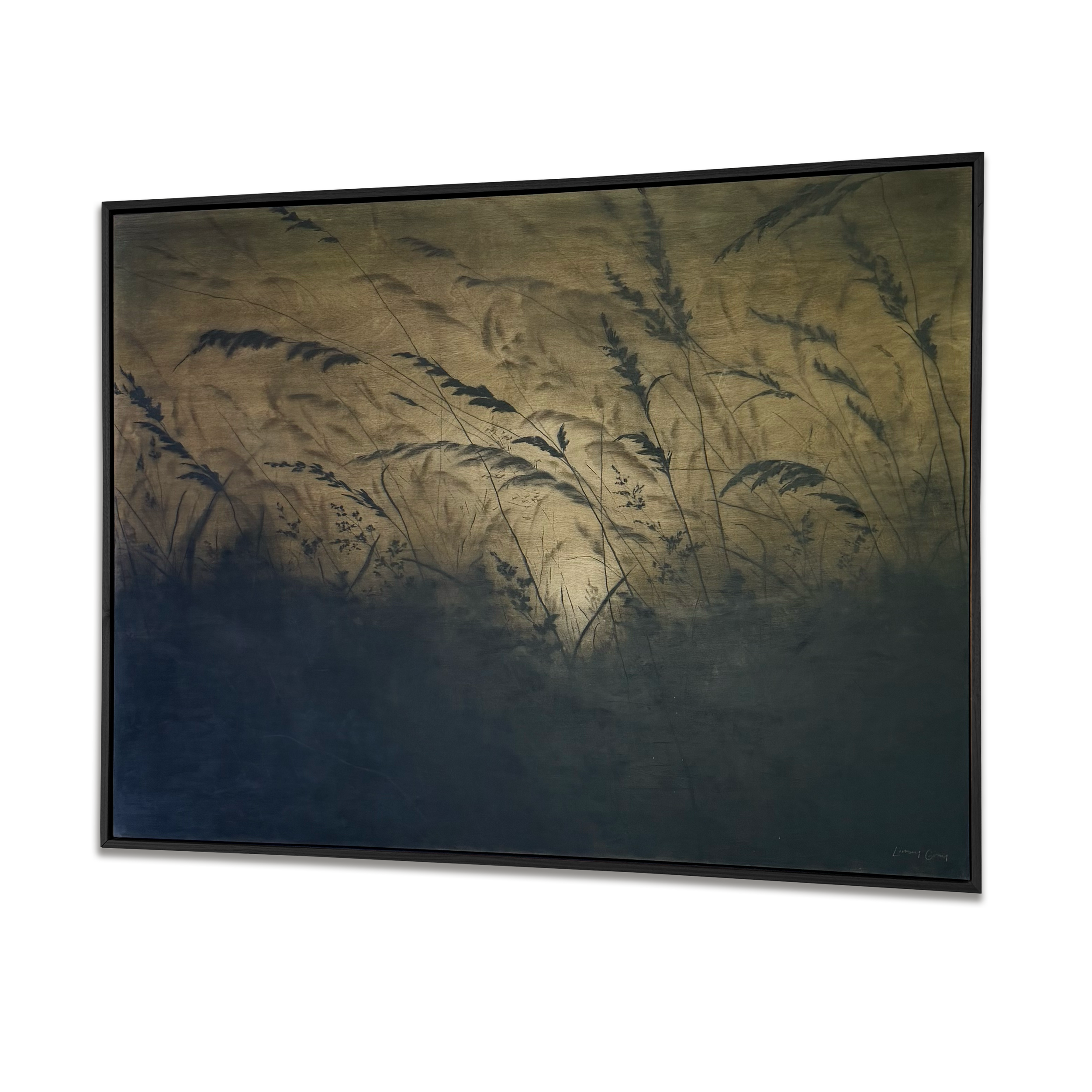 LinseyGray_OriginalArtwork-CharcoalPastelonWood_EndsoftheEarth36x48-blackframe-angle2.png
