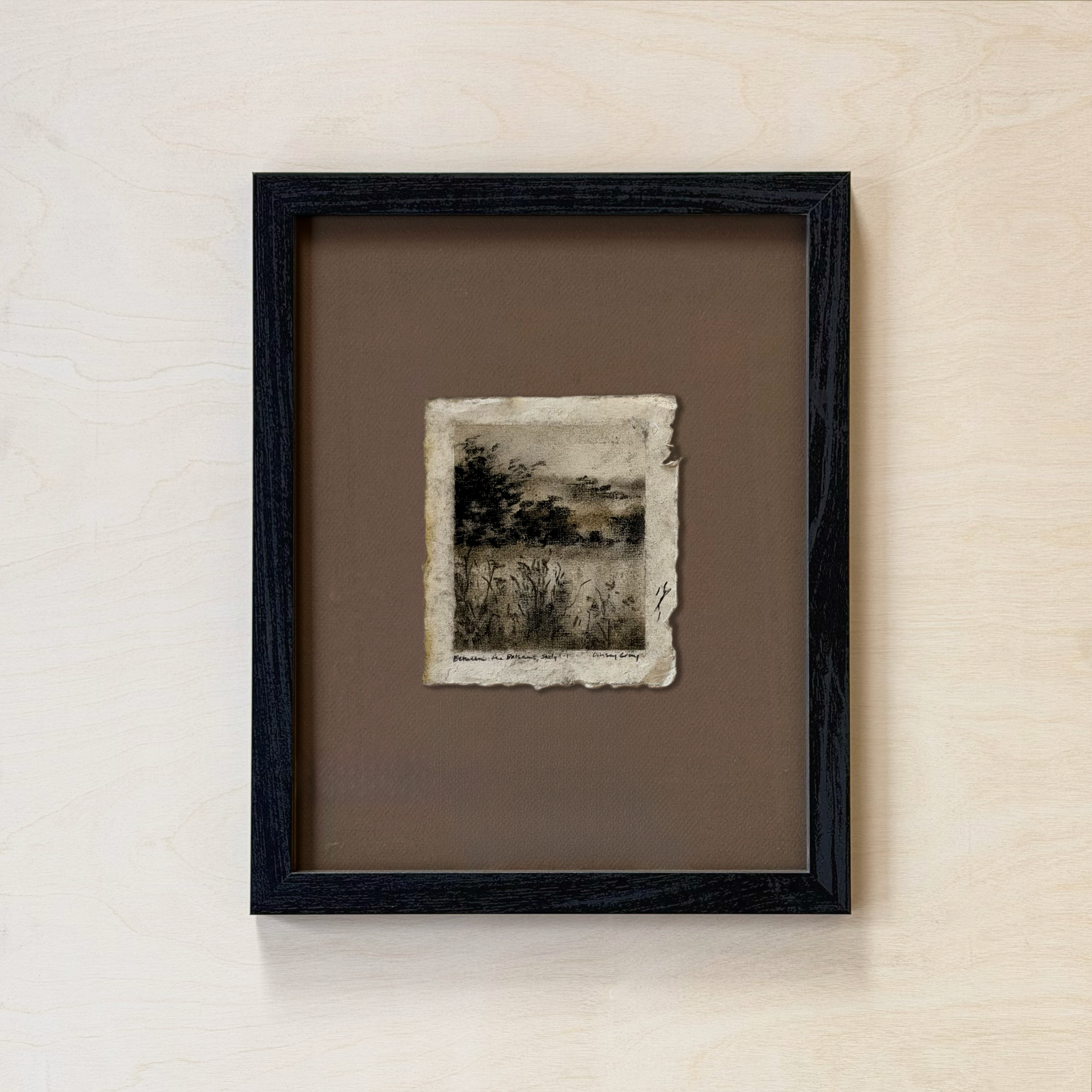 LinseyGray_PaperStudies-BetwTheBalsamsI-I_FrameOpt-Black+Brown.png