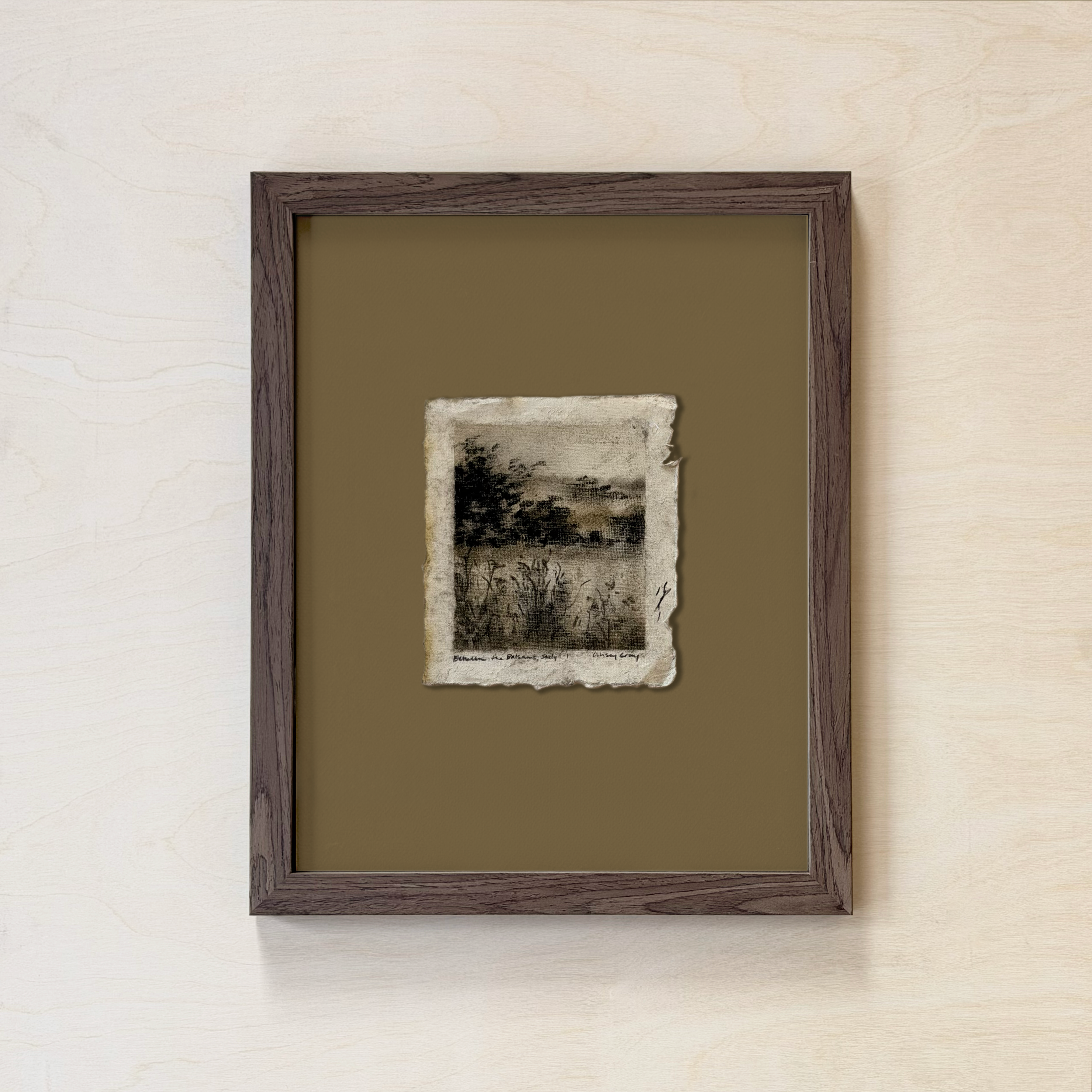 LinseyGray_PaperStudies-BetwTheBalsamsI-I_FrameOpt-Walnut+Moss.png
