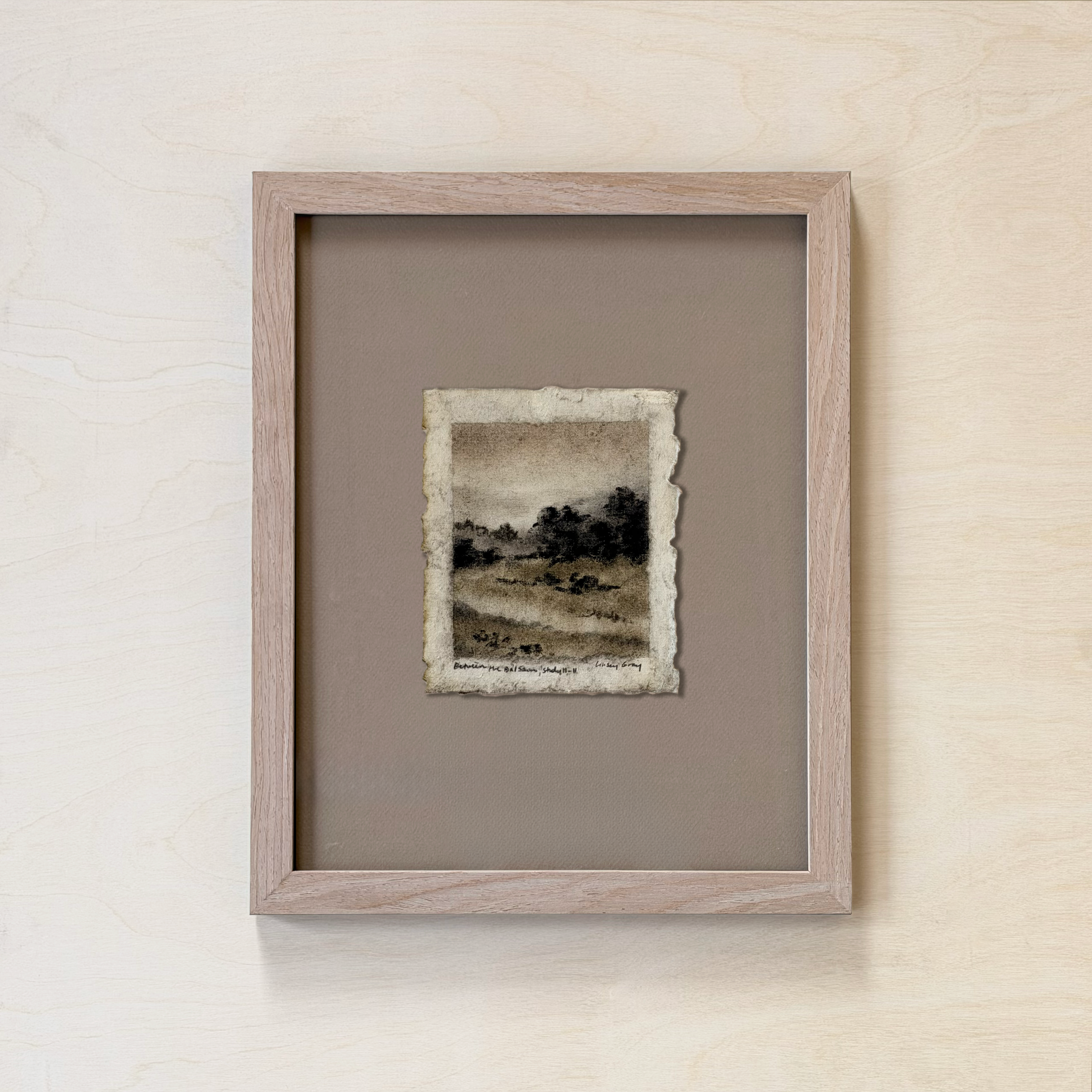 LinseyGray_PaperStudies-BetwTheBalsamsII-II_FrameOpt-Oak+Tan.png