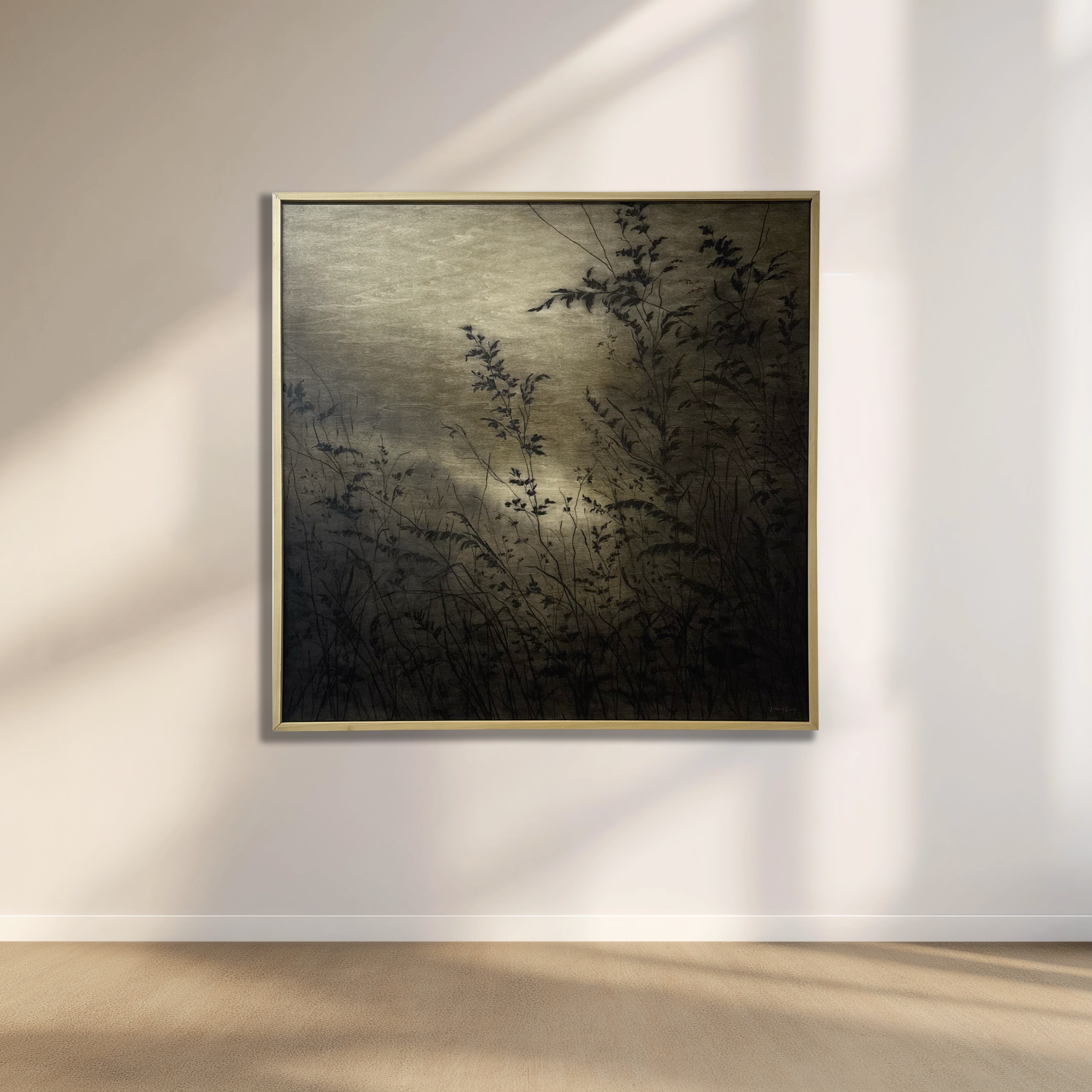 LinseyGray_OriginalArtwork_CharcoalOnWood-BreatheNowExhibition2025-UntilMorning48x48-wall.png