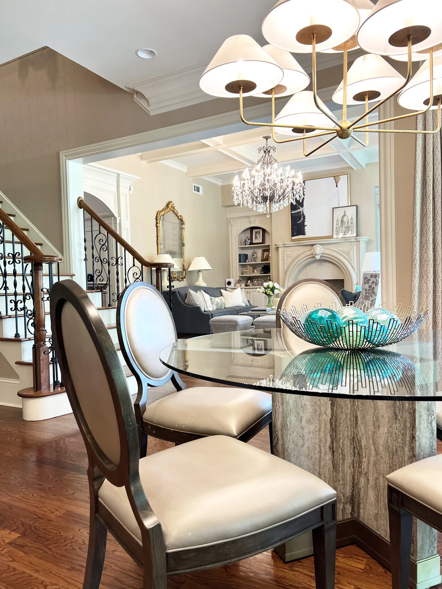 Hynes Landing dining vignette looking into living room