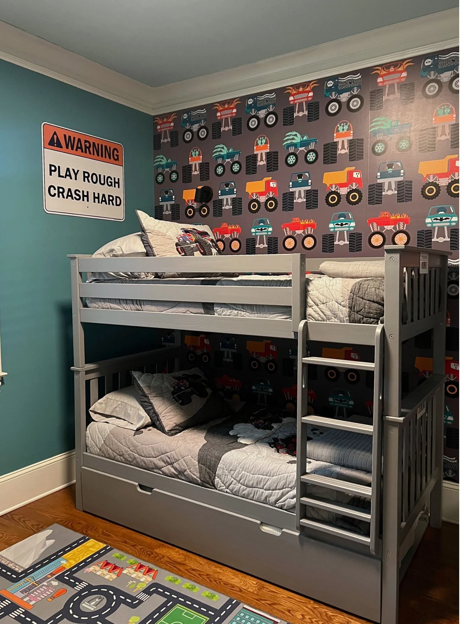 Monster Truck Garage - playful boys room