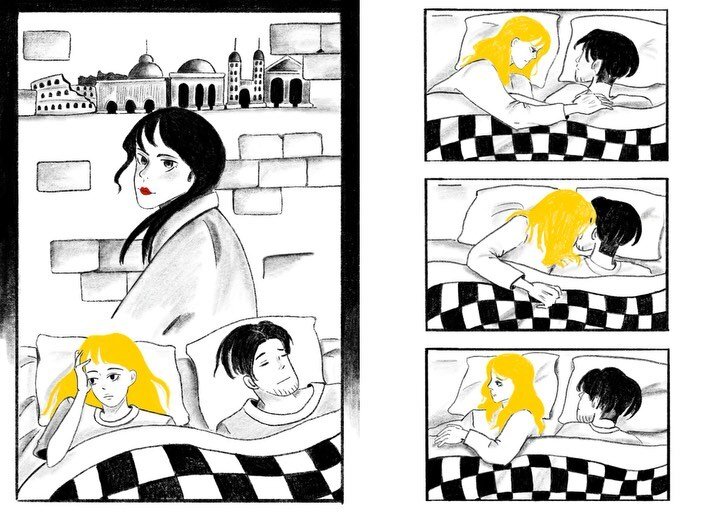Digital spreads of the Wordless narrative comic book based on &ldquo;Roma&rdquo;
.
.
.
.
#comicbook #spreads #digitalart #illustration #uniproject #wordless #narrative #sequential #love #affair #mangastyle #aubillustration #timelapse #artsy #illustra