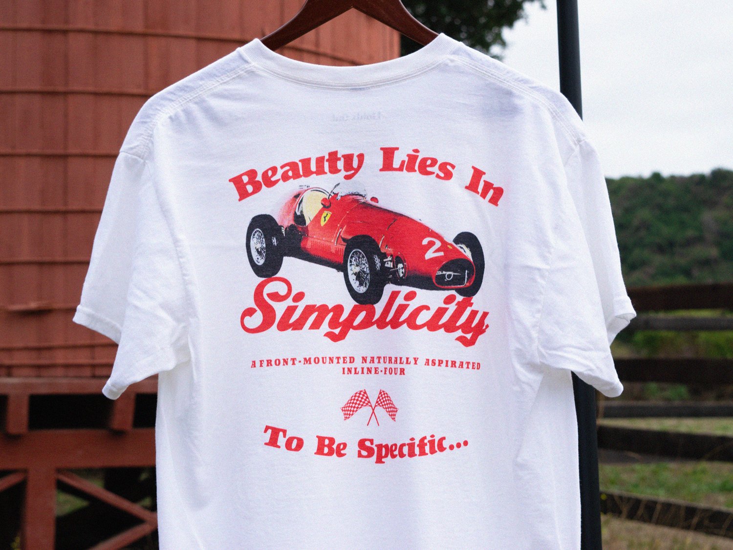 Vintage Ferrari 500 T-Shirt Beauty Lies In Simplicity T-Shirt — Lights Out