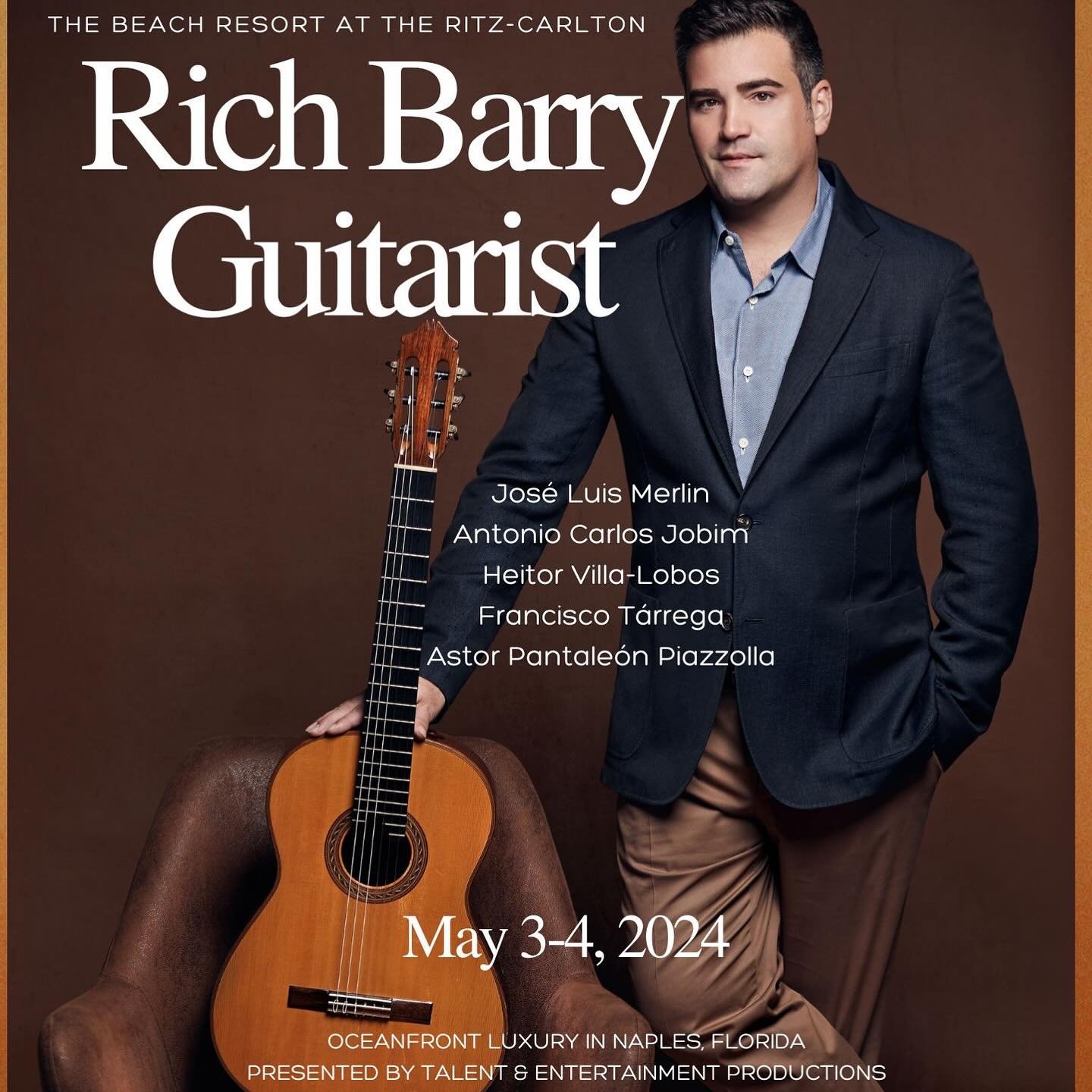 I will performing @ritzcarltonresortsofnaples in Florida several times in May. This weekend I will be performing in the lobby on Friday from 6:00 to 10:00 pm and at Ria on Saturday from 5:30 - 8:30 pm. 

Thank you Talent &amp; Entertainment Productio