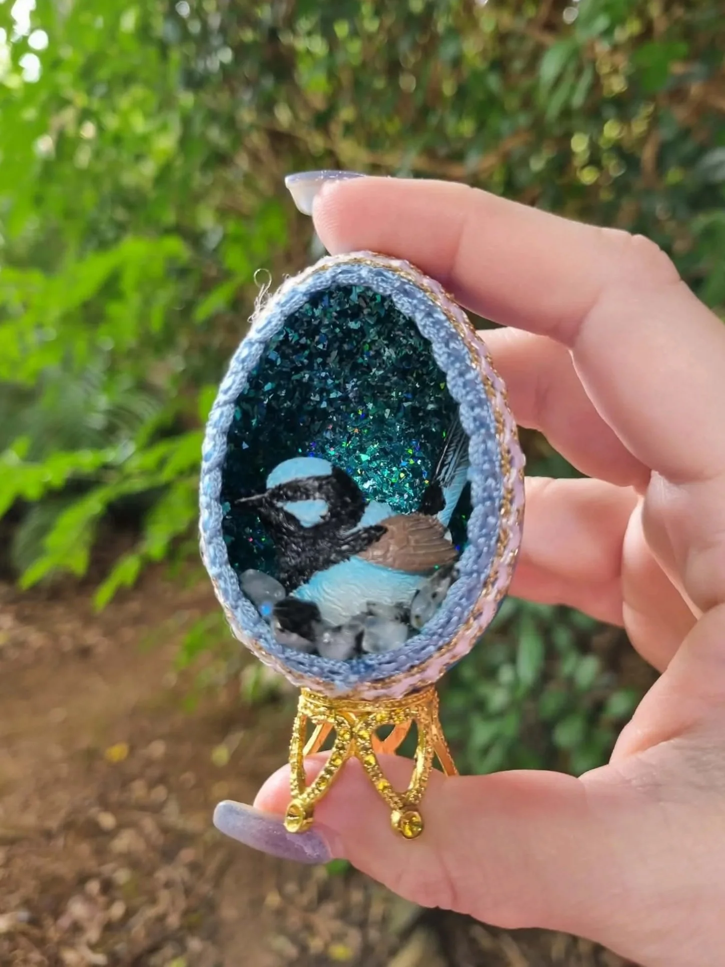Rainbow Moonstone Wren Duck Egg Creation
