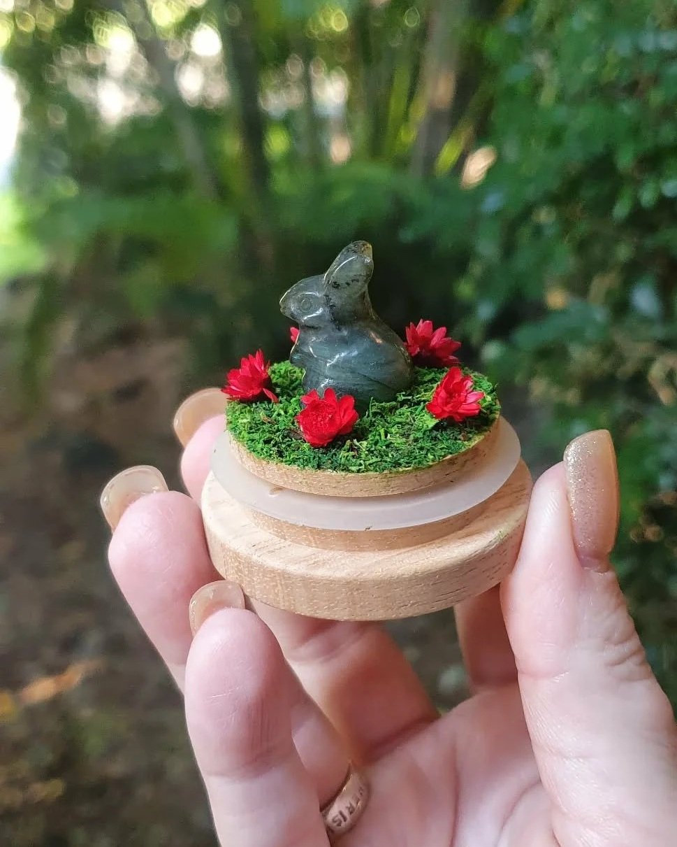 Mini Labradorite Bunny Garden