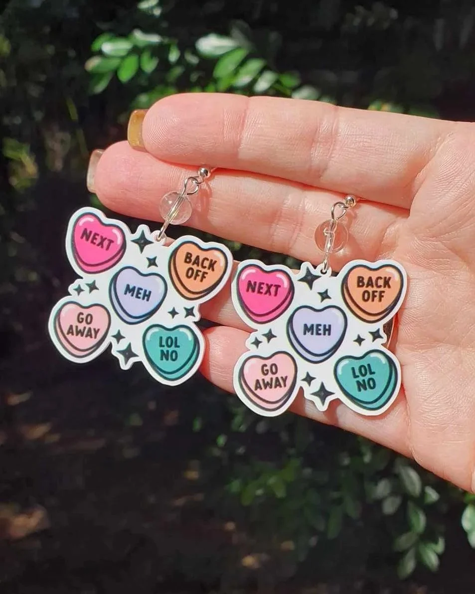 Aura Clear Quartz Funny Hearts Earrings - Silver