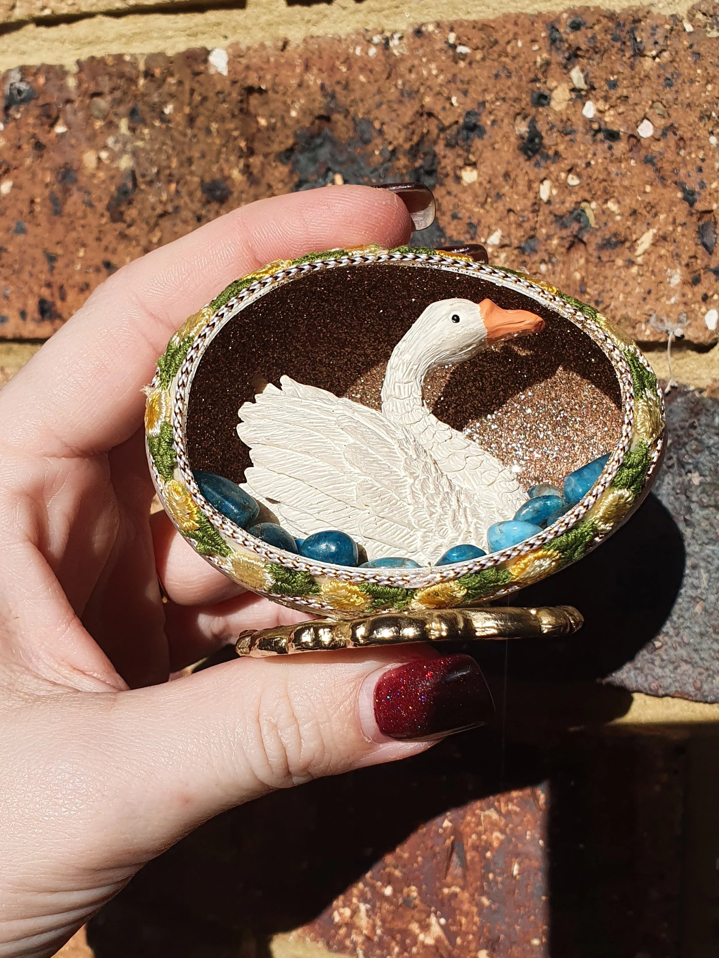 Blue Apatite Swan Goose Egg Creation