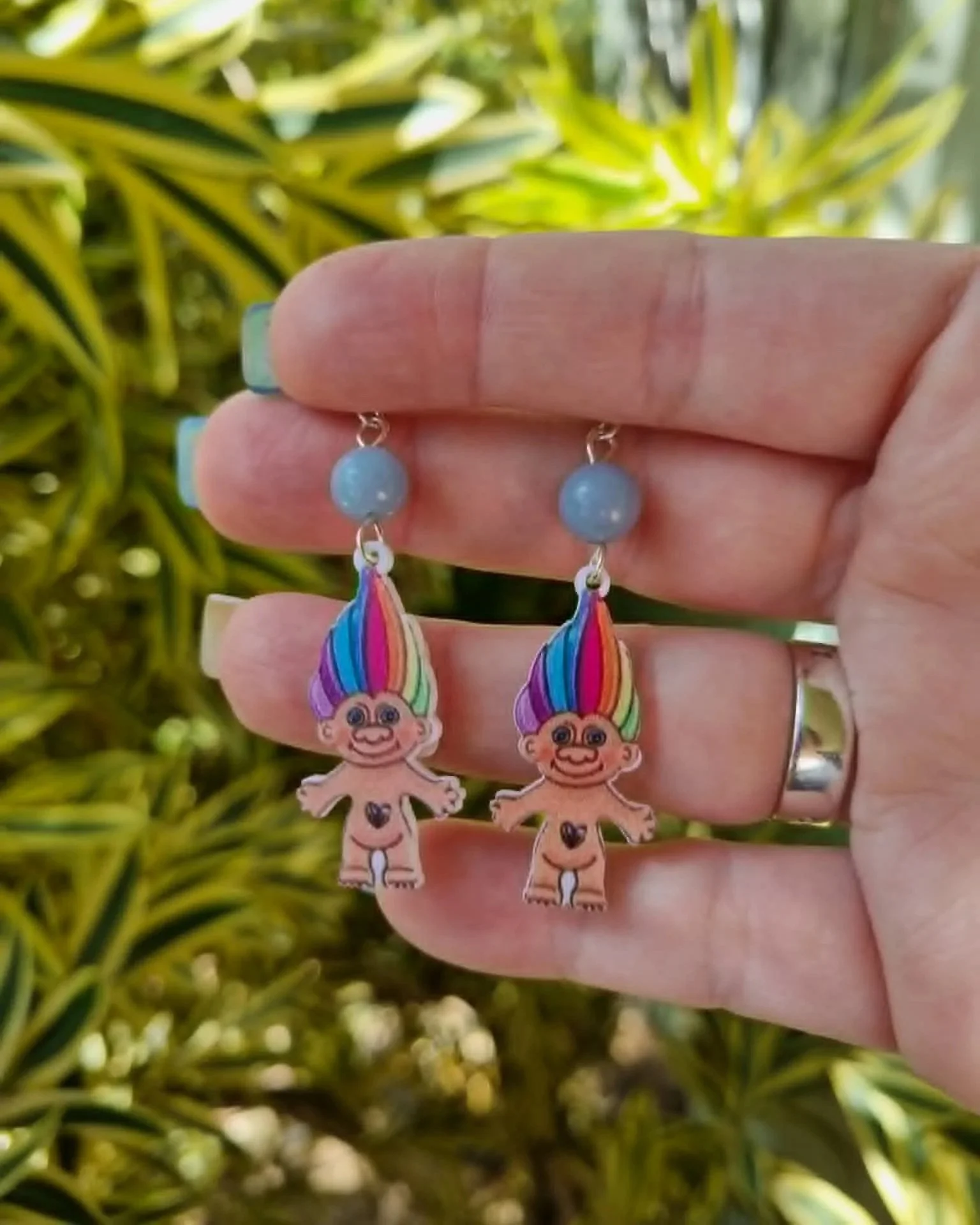 Angelite Troll Doll Earrings - Silver