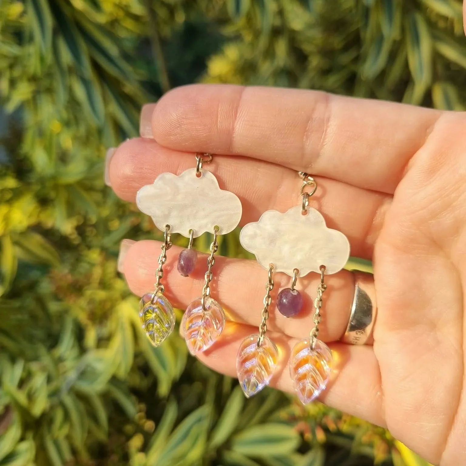 Amethyst Cloud Earrings - Silver