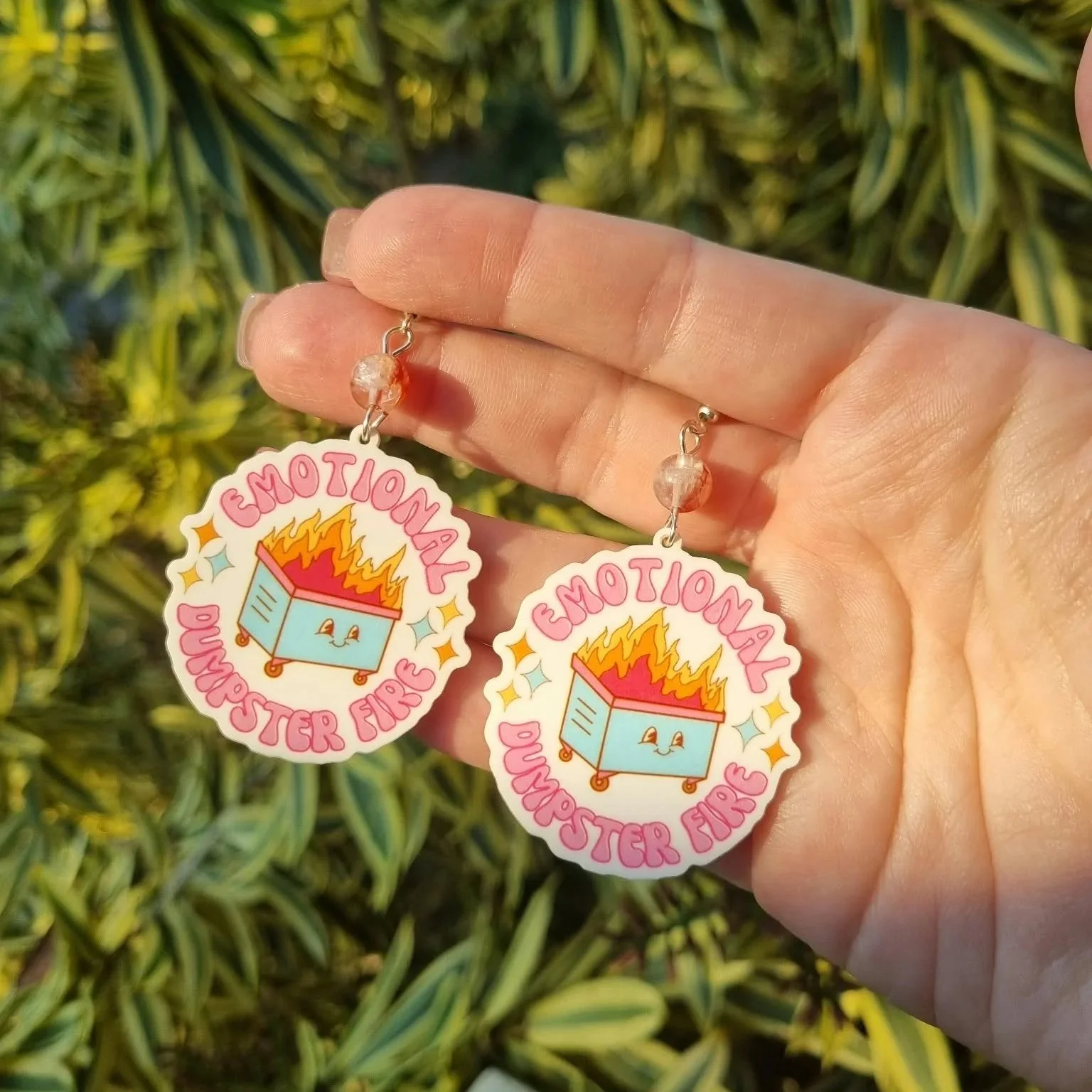Fire Quartz Dumpster Fire Earrings - Silver