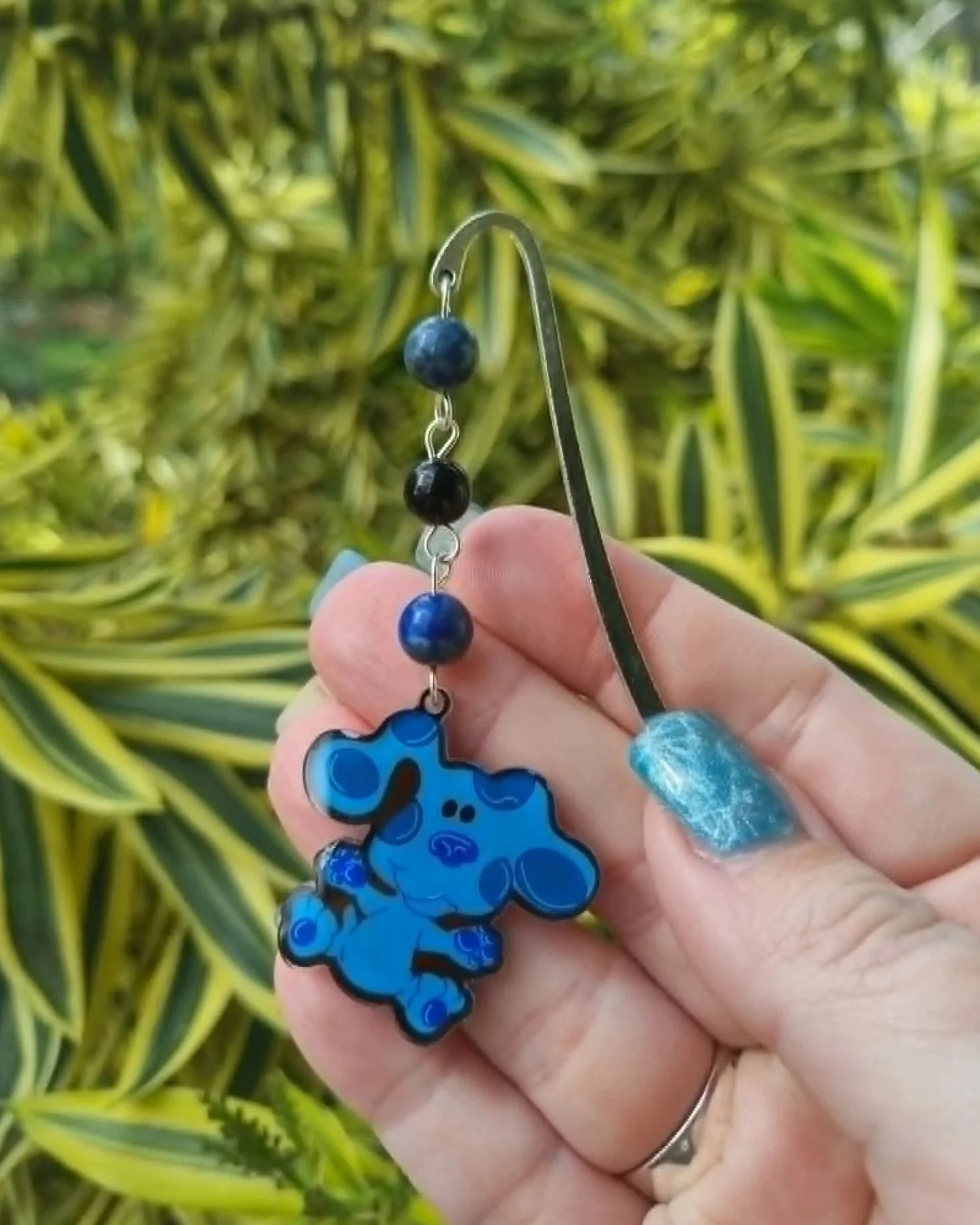 Sodalite & Black Obsidian Blues Clues Bookmark - Silver