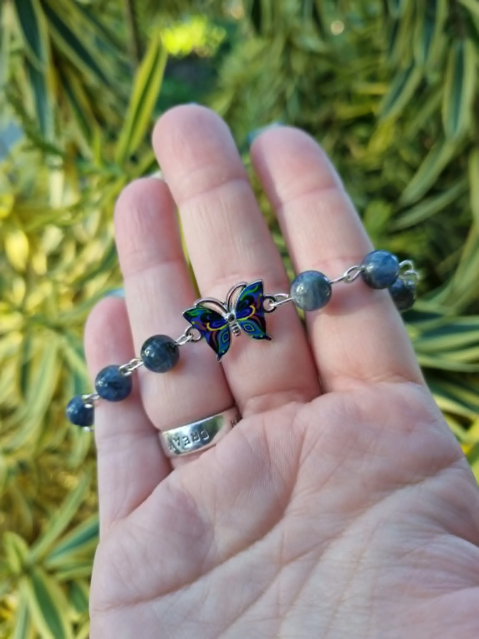 Blue Kyanite Butterfly Bracelet - Silver
