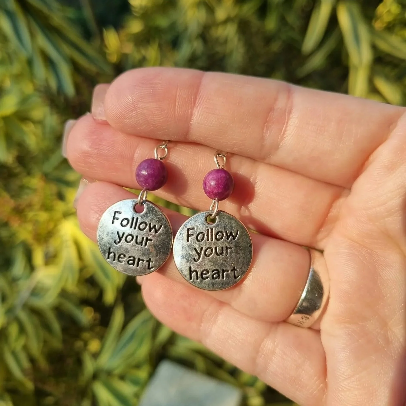 Lepidolite "Follow your heart" Earrings - Silver