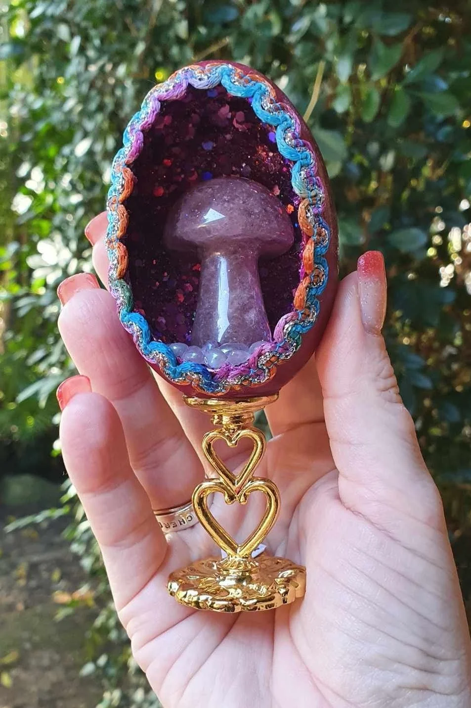 Strawberry Quartz Mushroom Goose Egg Creation