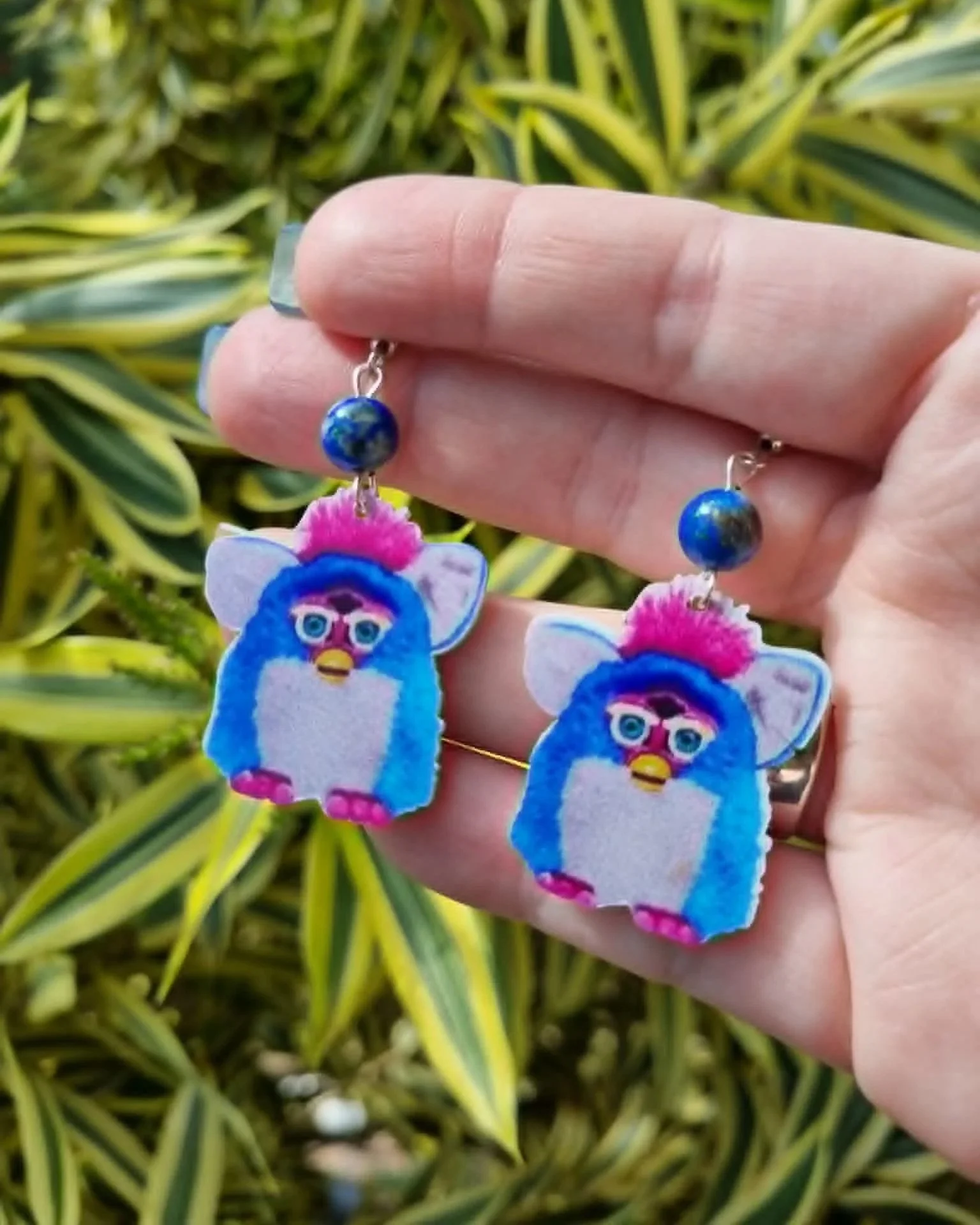 Lapis Lazuli Furby Earrings - Silver