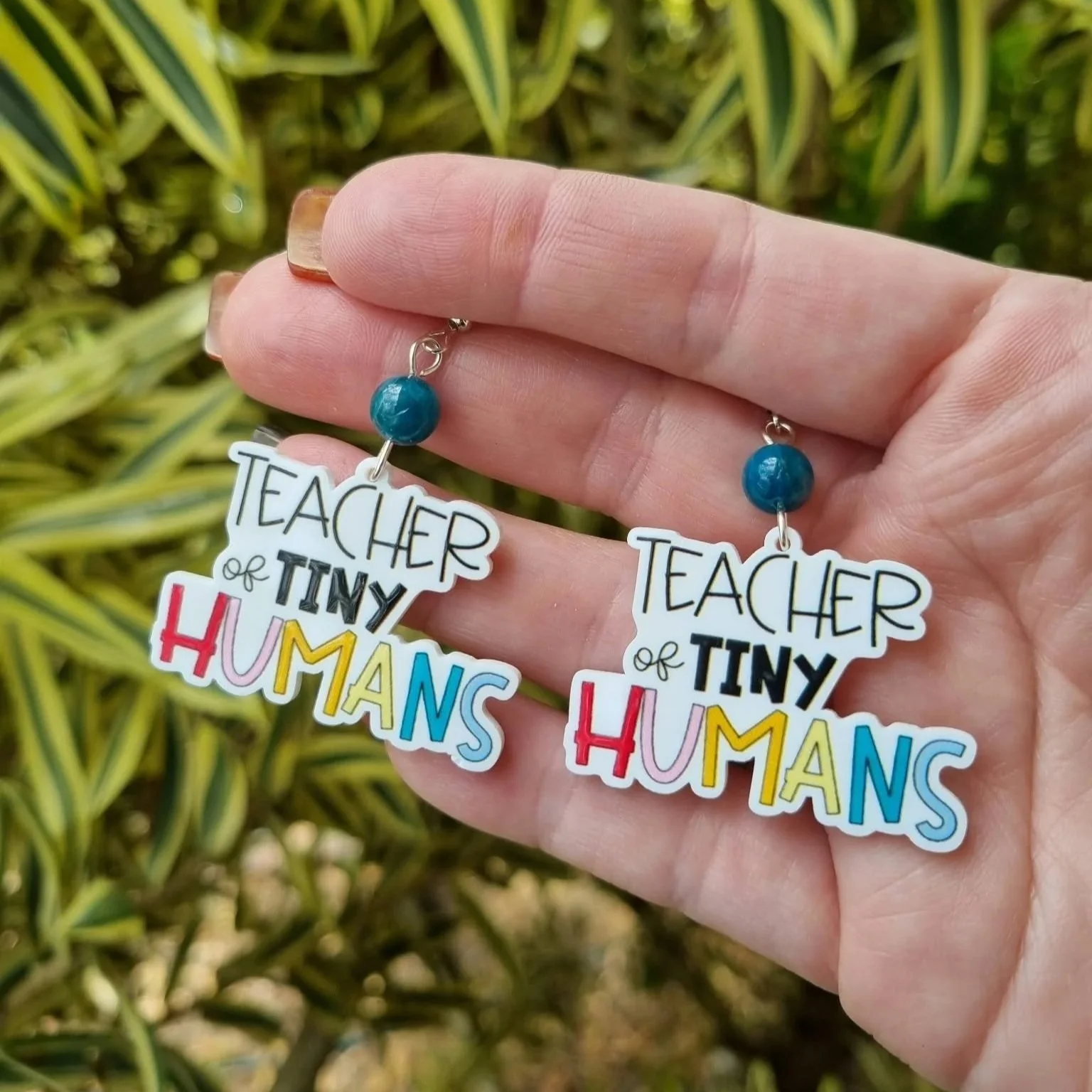 Blue Apatite "Teacher of Tiny Humans" Earrings- Silver