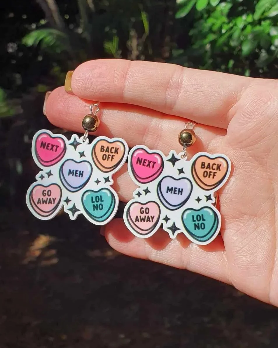 Pyrite Funny Hearts Earrings - Silver