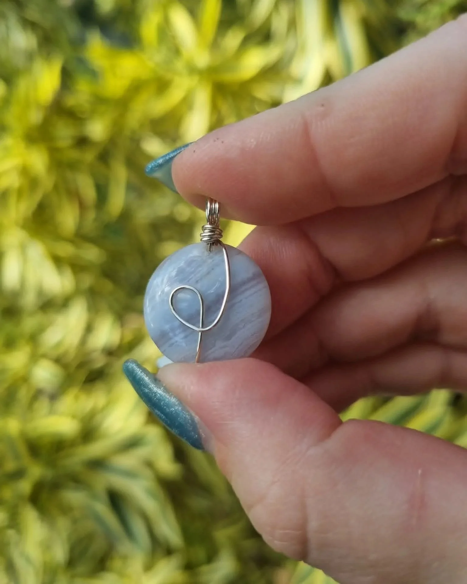 Blue Lace Agate Circle Pendant - Choose your favourite