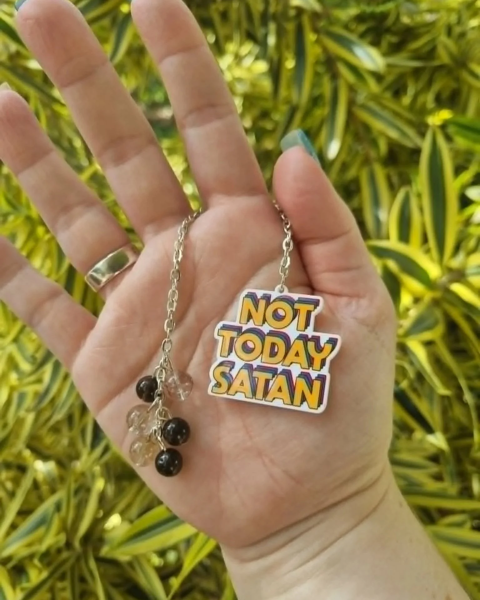 Rutile Quartz & Smoky Quartz Satan Bookmark - Silver