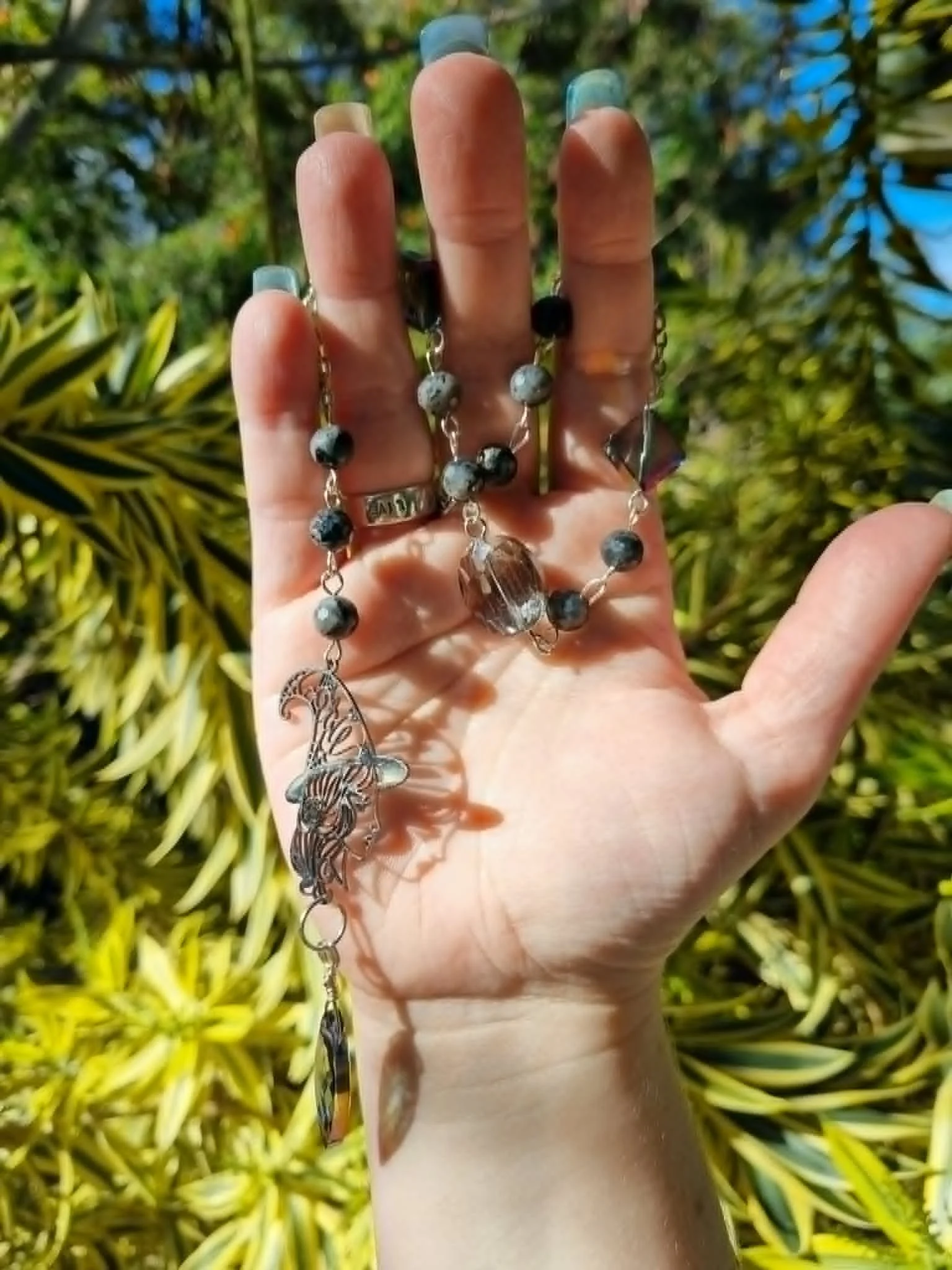Larvikite Witch Sun-Catcher - Silver