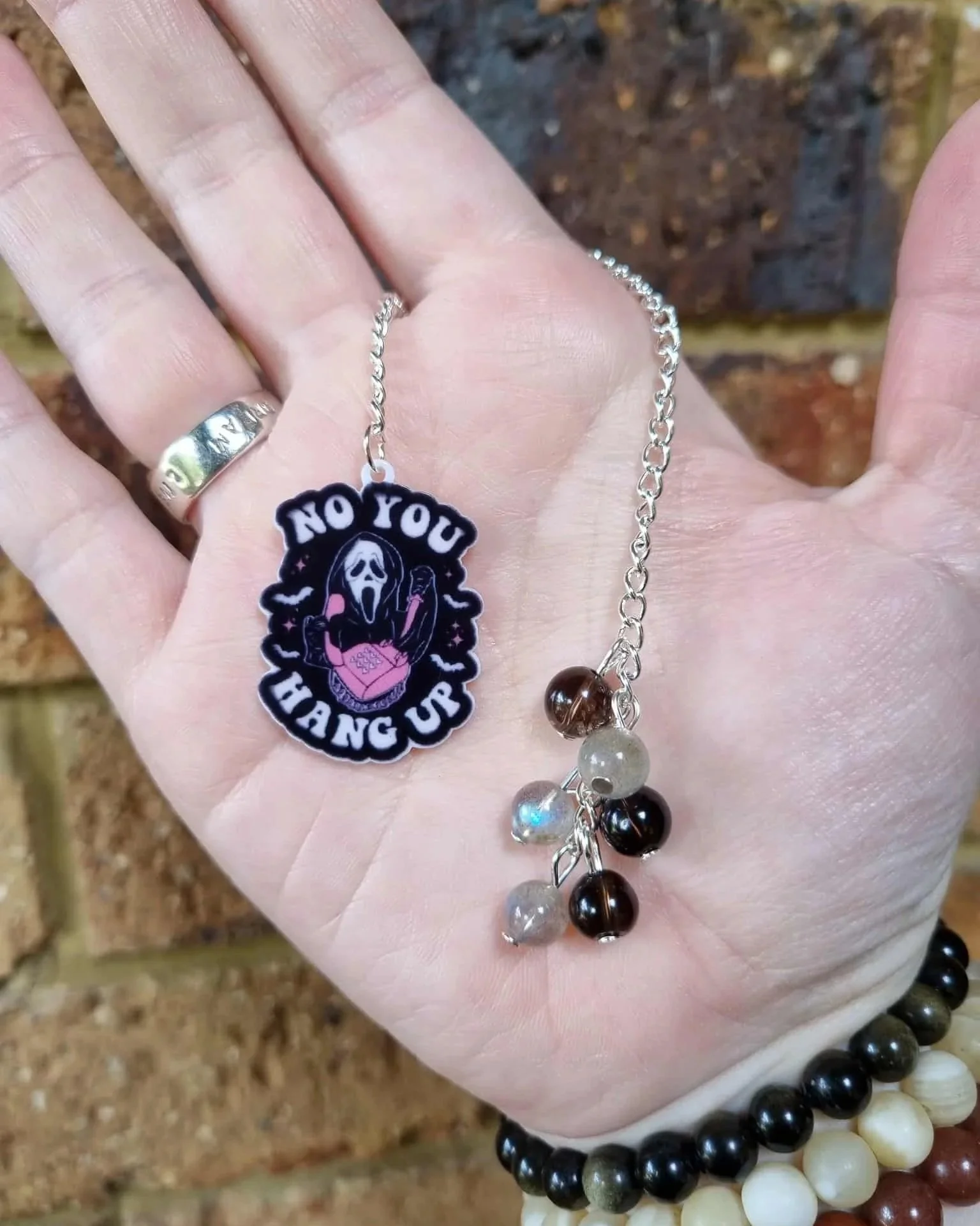 Labradorite & Smoky Quartz Ghost Face Chain Bookmark