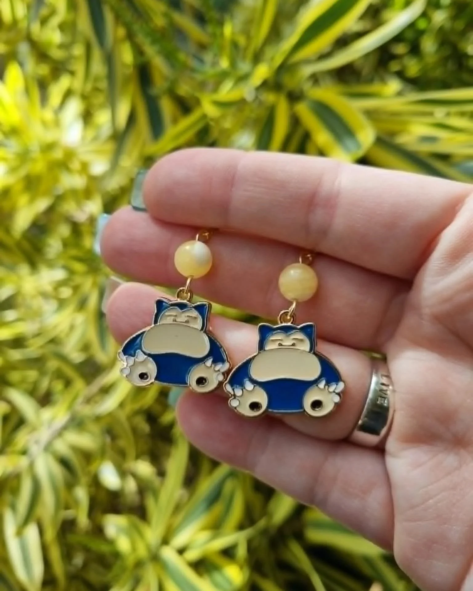 Orange Calcite Snorlax Earrings - Gold