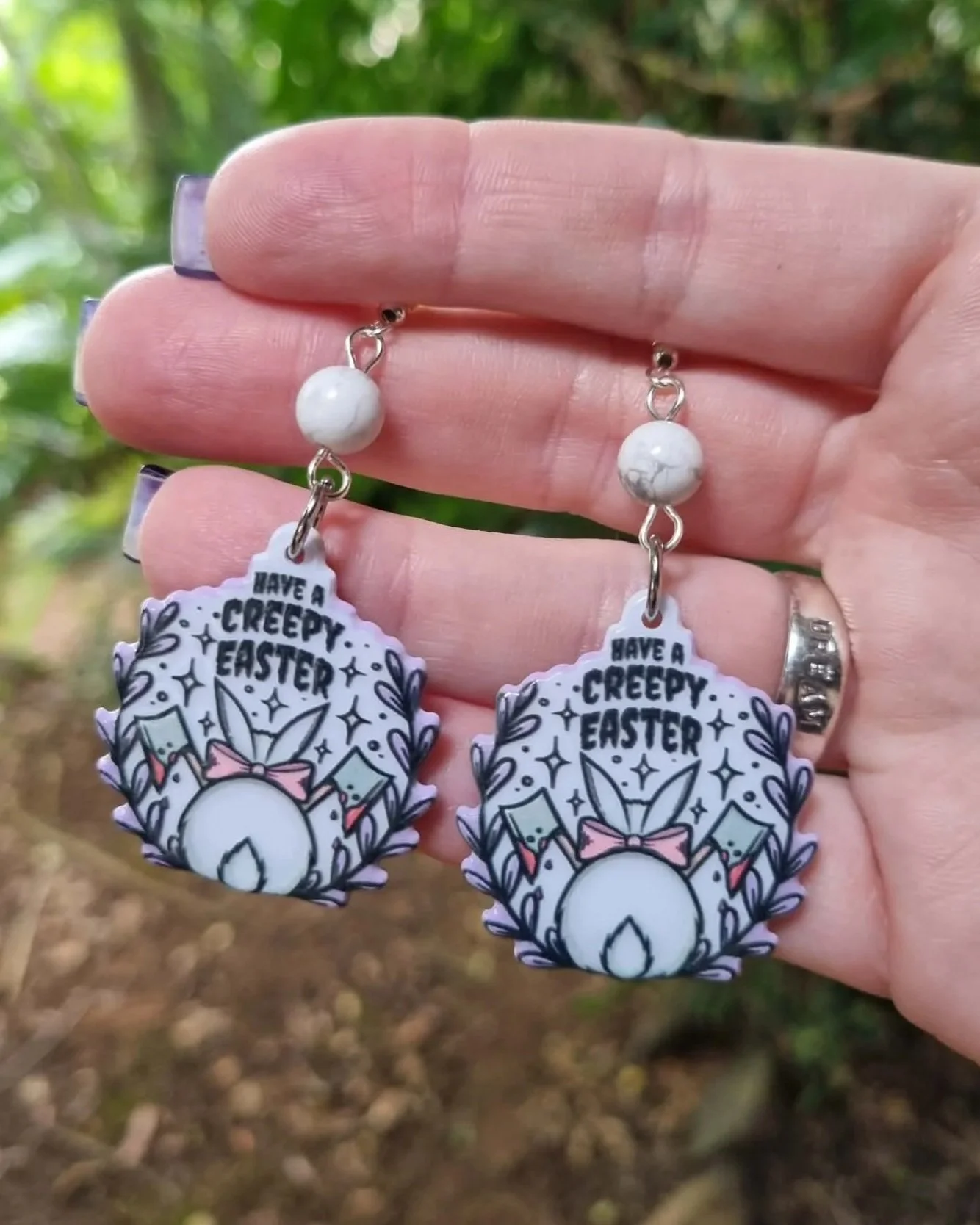 Howlite Creepy Easter Earrings