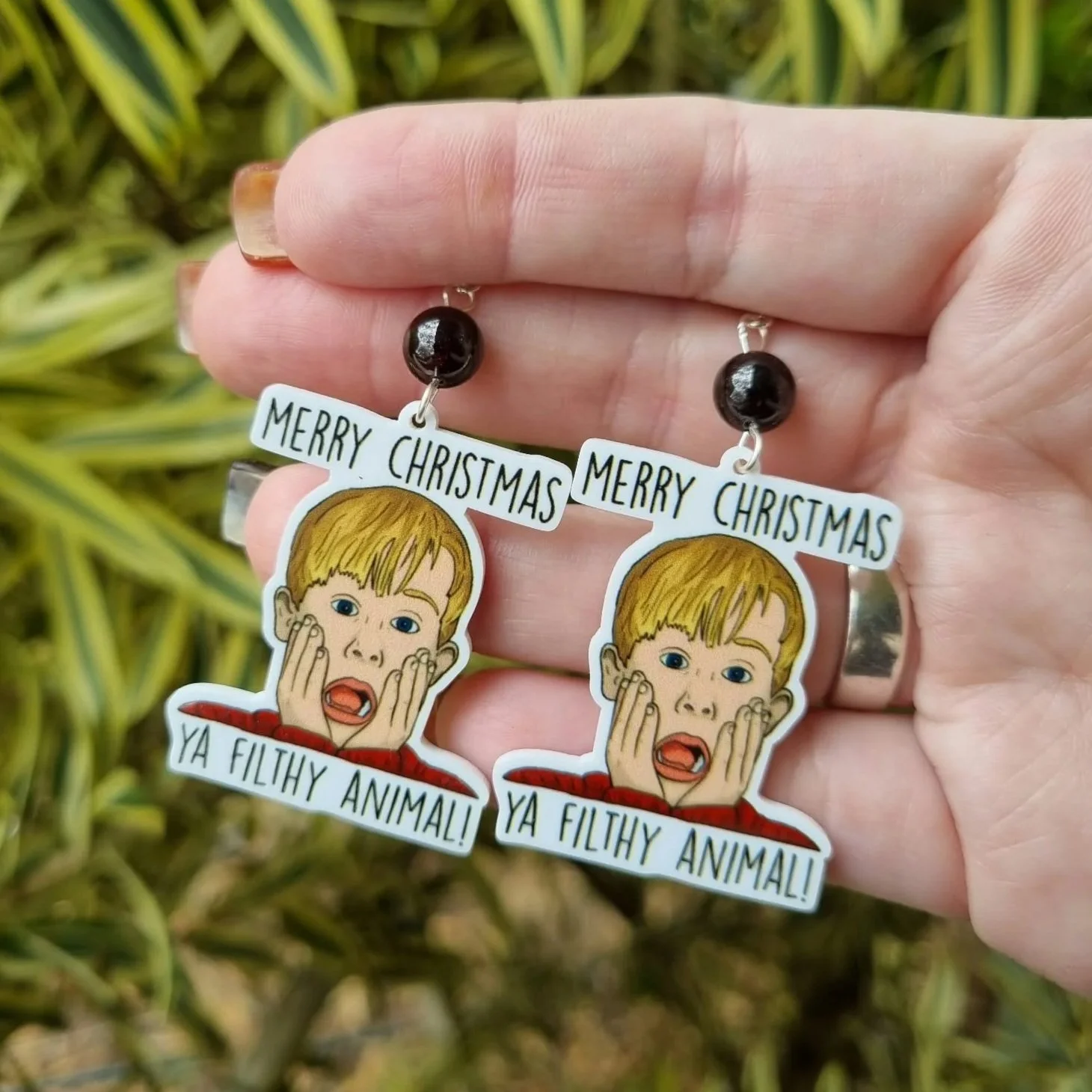 Garnet Filthy Animal Earrings- Silver