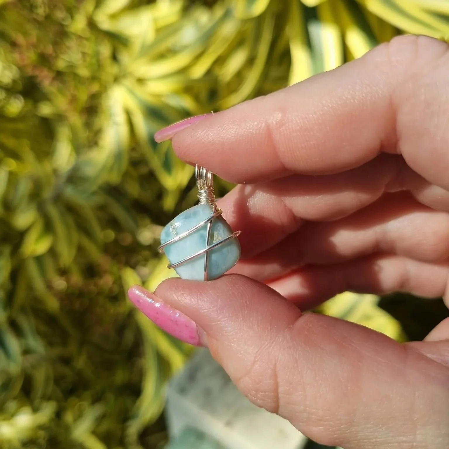 Square Larimar Pendant
