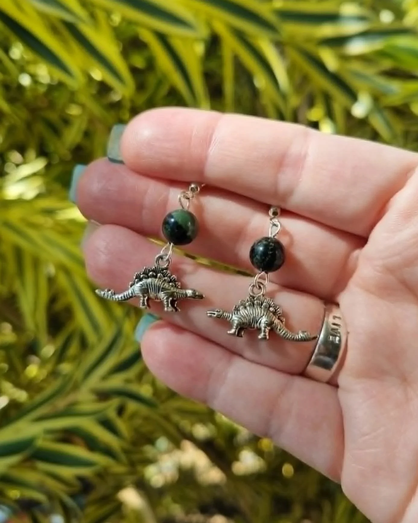 Kambaba Jasper Dino Earrings - Silver