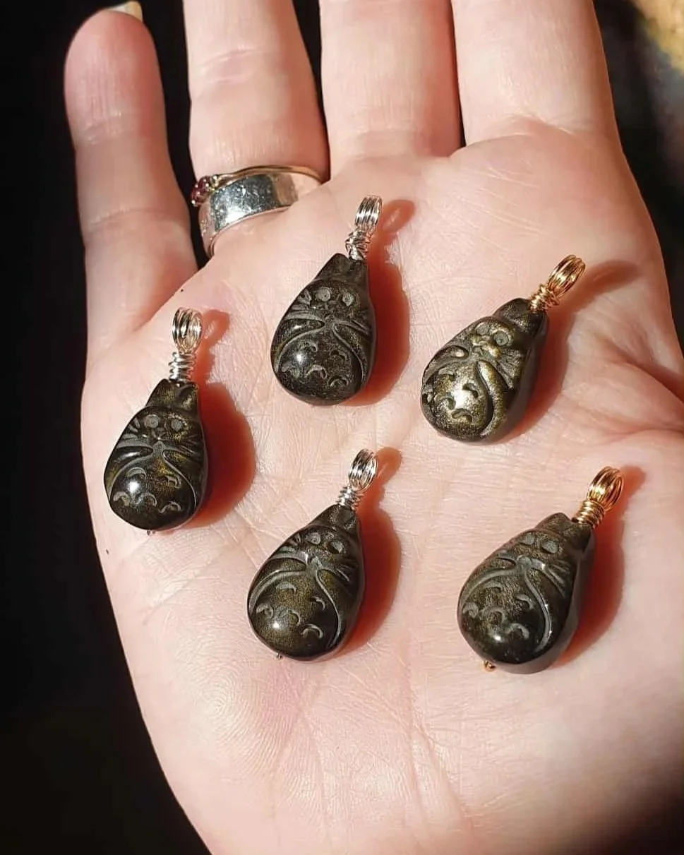 Sheen Obsdian Totoro Pendants - Choose your favourite