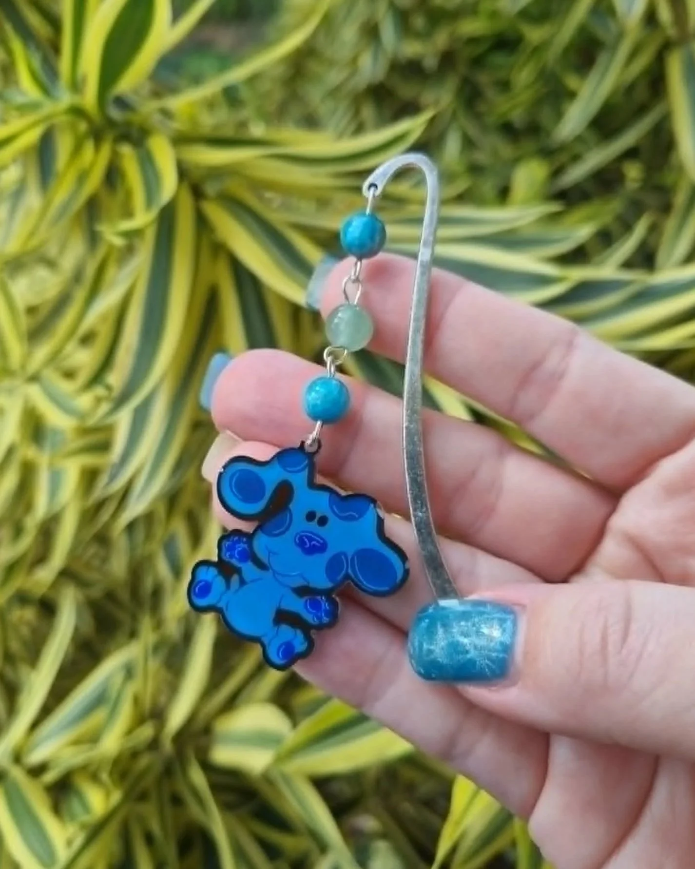 Blue Apatite & Green Aventurine Blues Clues Bookmark - Silver