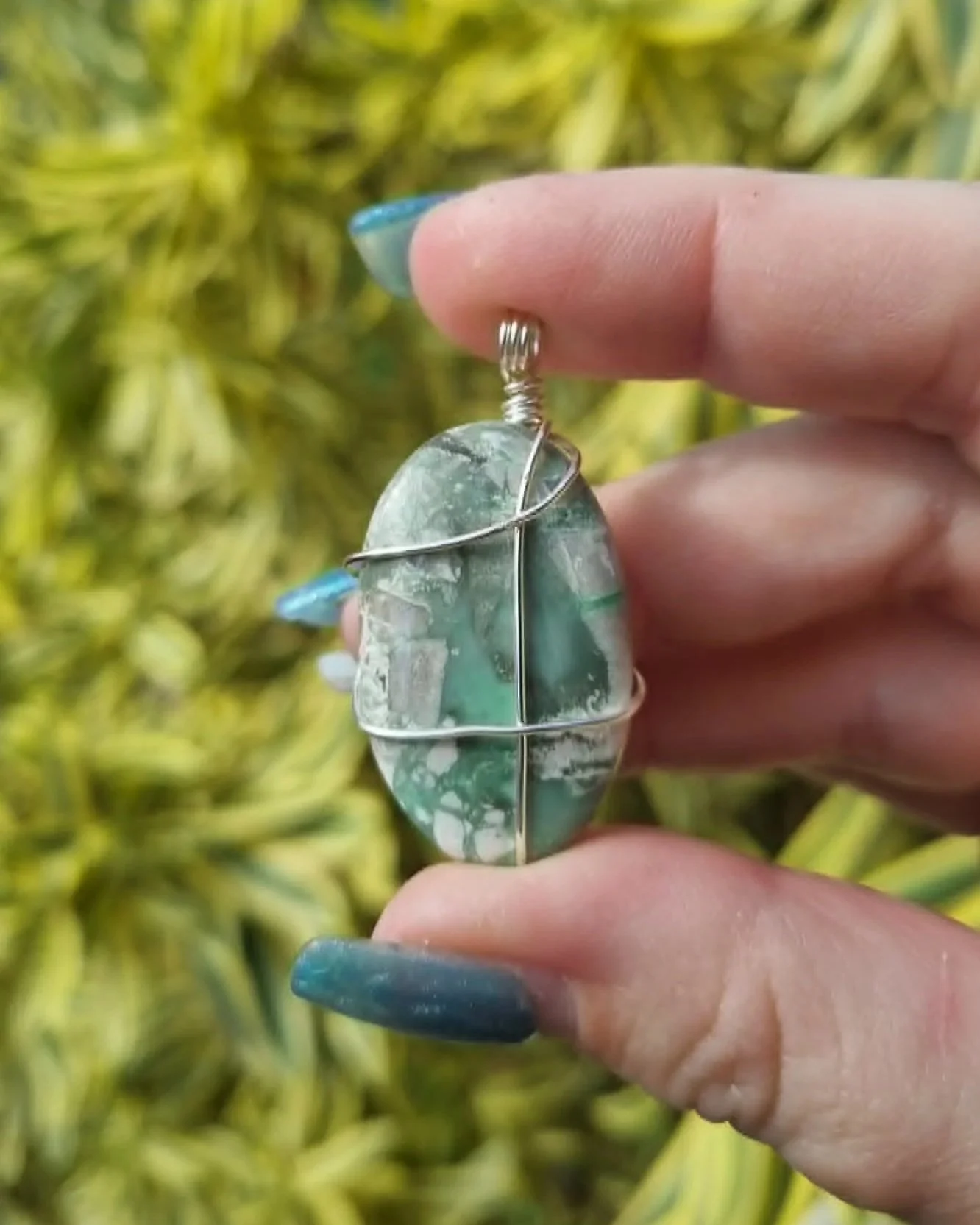 Variscite Oval Pendant - Silver