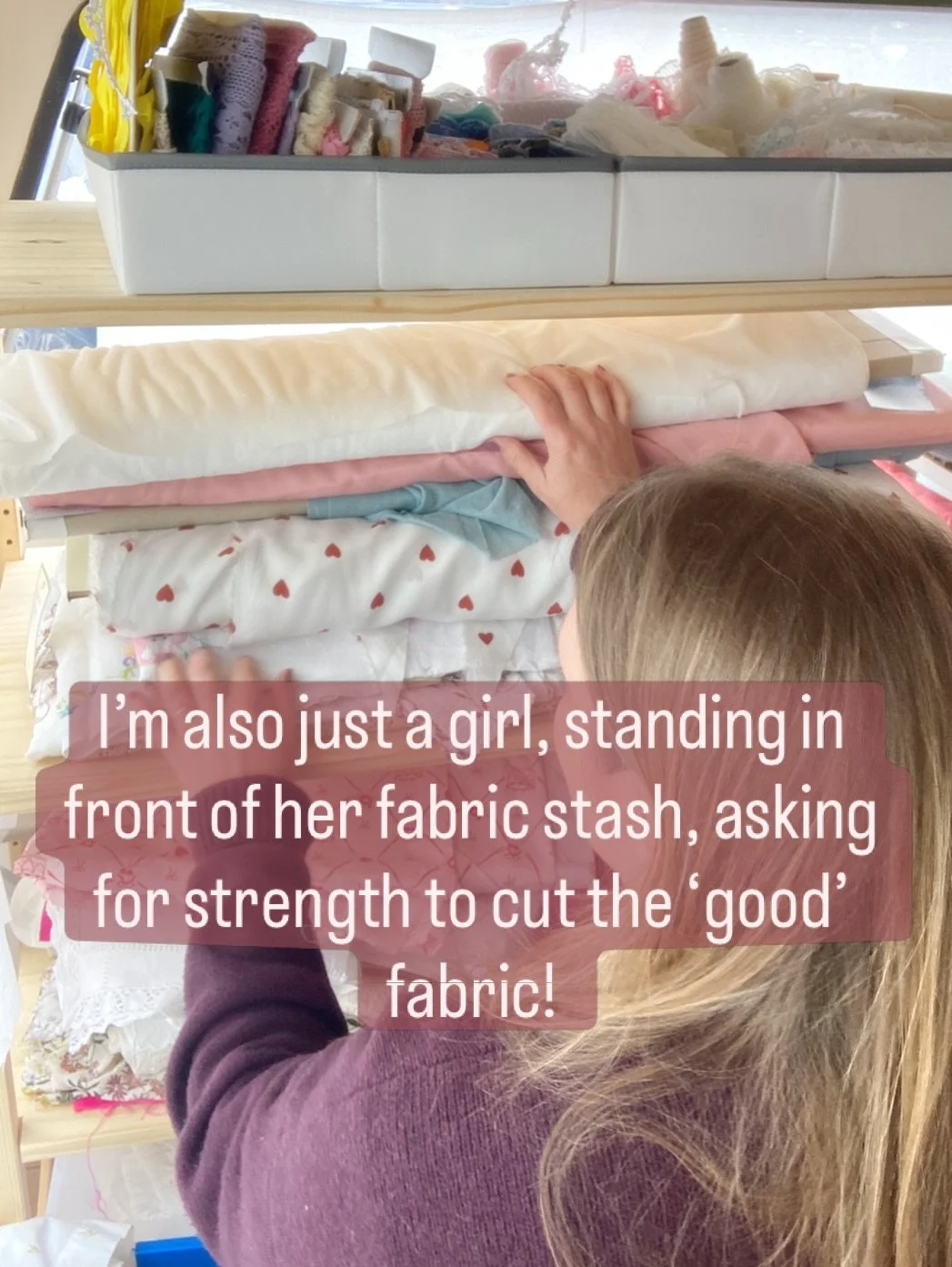When you don&rsquo;t find me at the sewing machine I&rsquo;m probably staring at my fabrics! #handmadeclothingbrand #fabricstash