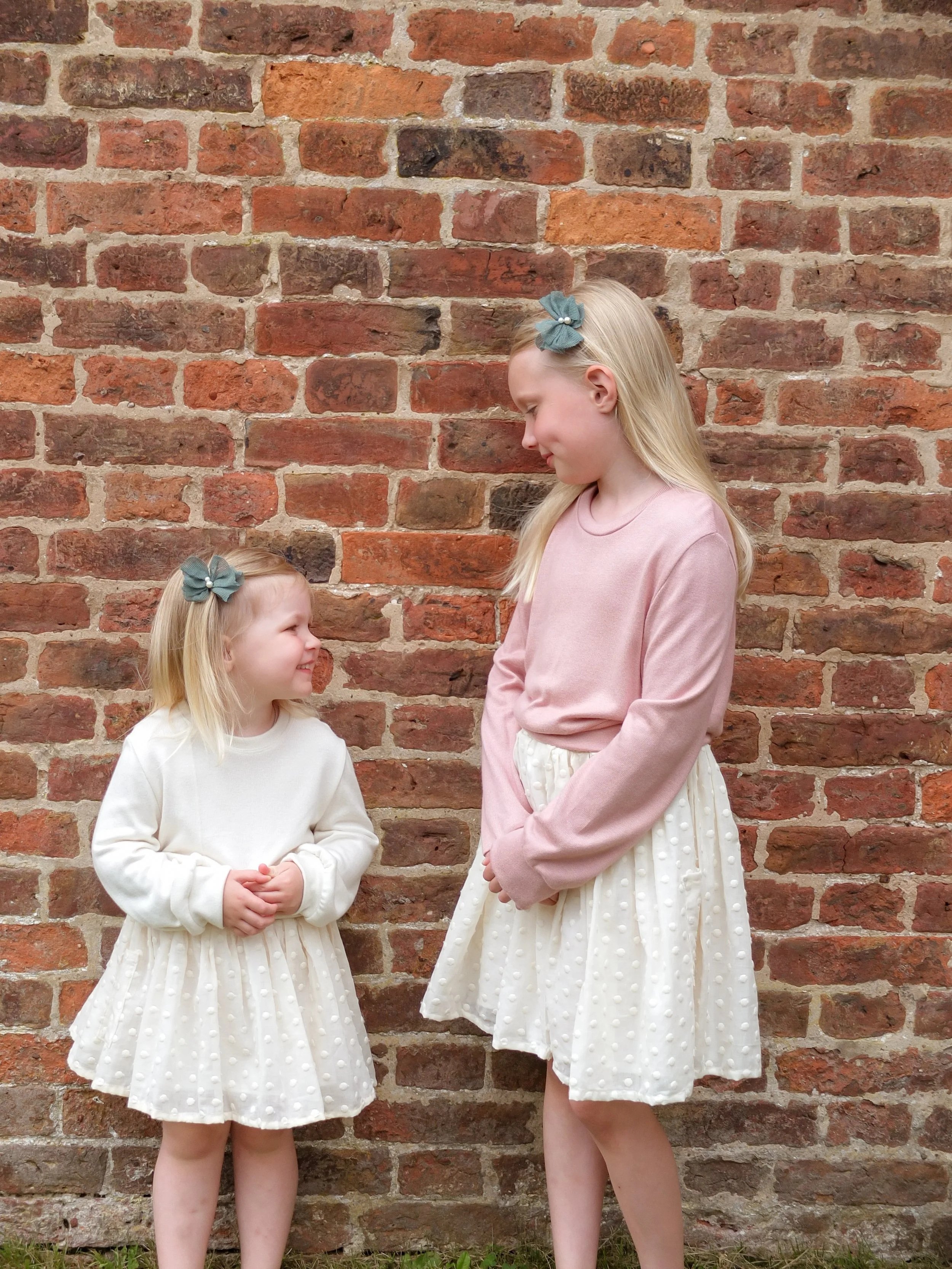 Cream polka dot cotton lace child's skirt