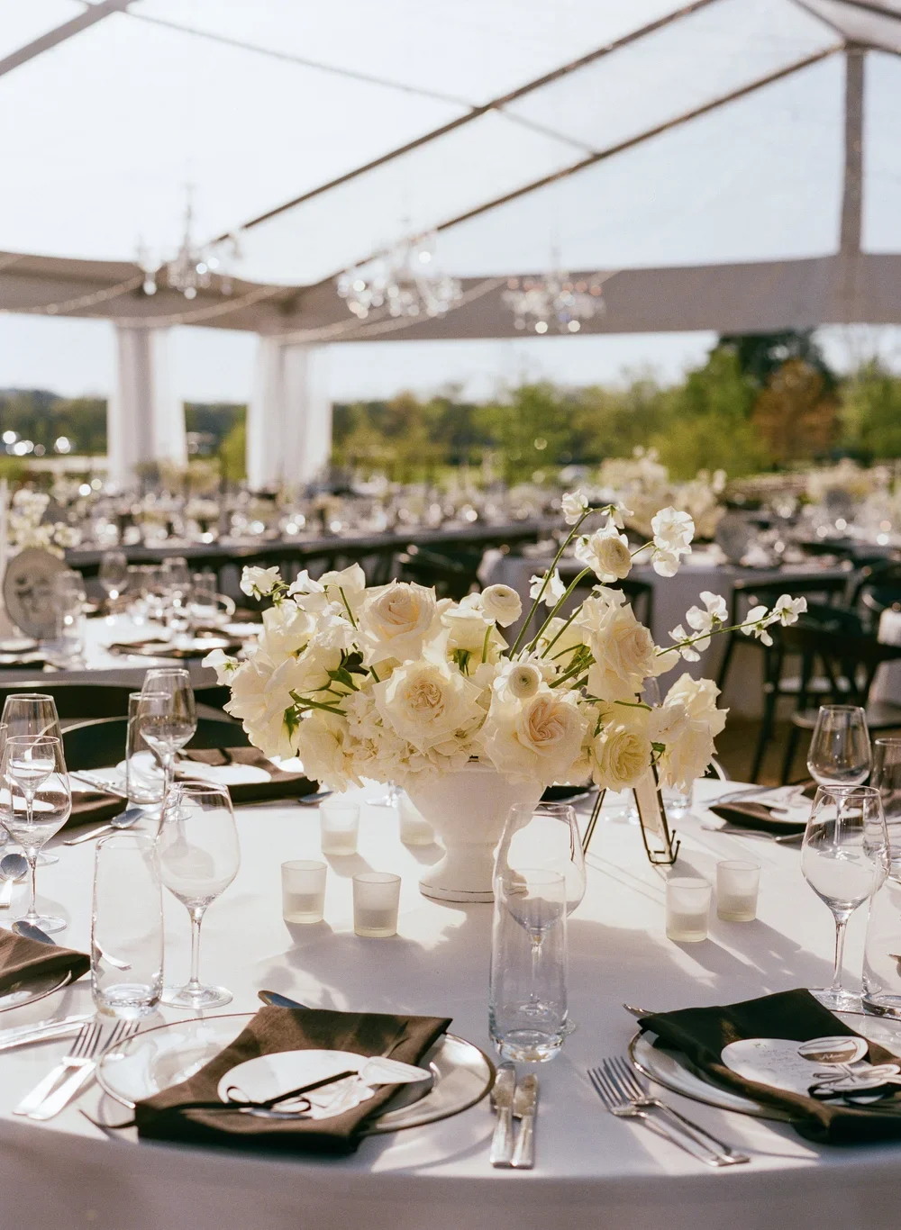 outdoor reception flowers at a southall farm and inn wedding in nashville TN