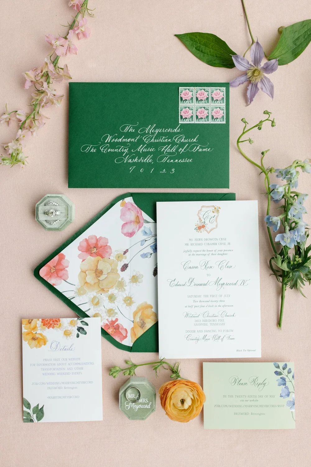 Country Music Hall of Fame wedding stationery