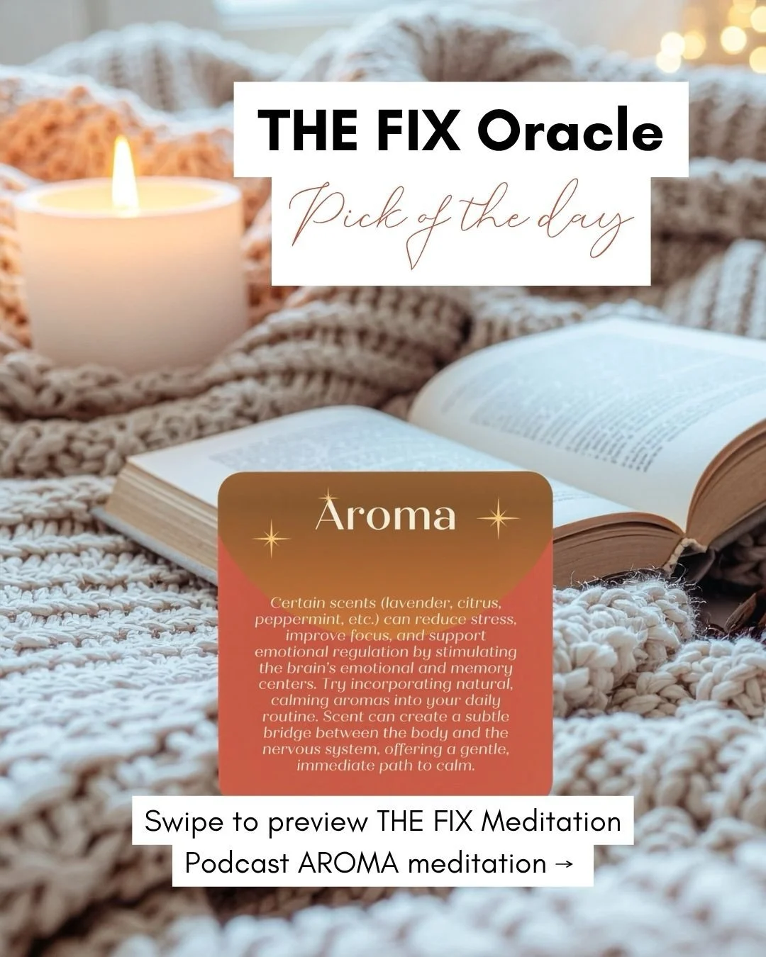 ✨🔮🧘🏻&zwj;♀️ THE FIX Oracle pick of the day is AROMA

Your wellness practice doesn&rsquo;t need more effort &mdash; it needs more alignment with your intuition. The Fix Oracle Deck is designed to help you do exactly that!

A pocket-sized toolkit fo