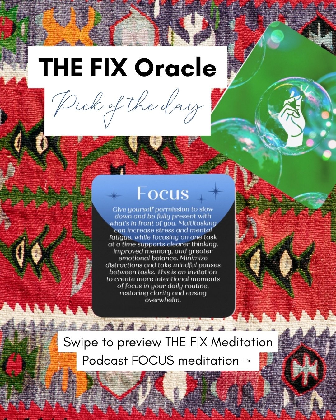 ✨🔮🧘🏻&zwj;♀️ THE FIX Oracle Pick of the Day is FOCUS!

Your wellness practice doesn&rsquo;t need more effort&mdash;it needs more alignment with your intuition. THE FIX Oracle Deck is designed to help you do exactly that!

A pocket-sized toolkit for