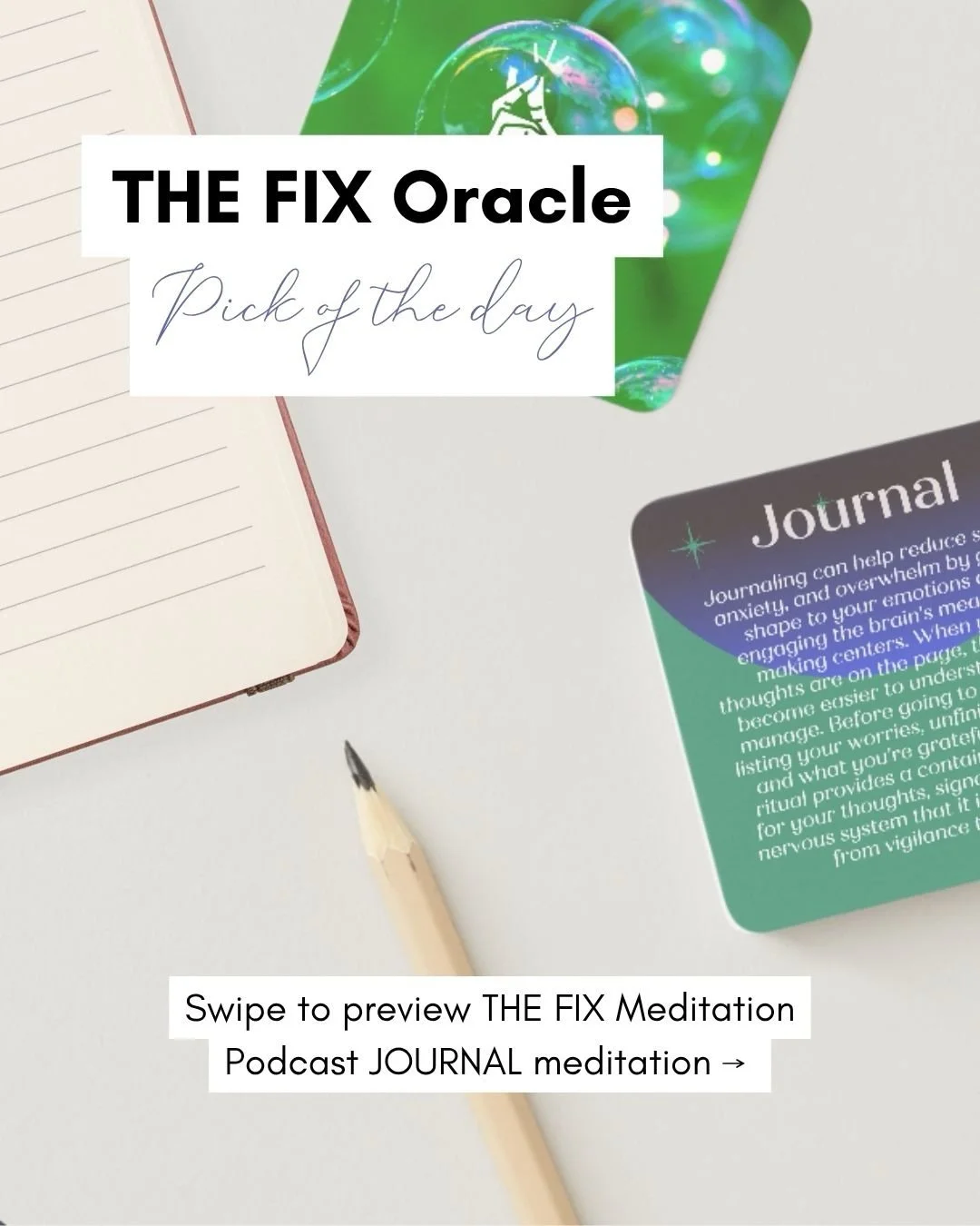 ✨🔮🧘🏻&zwj;♀️ THE FIX Oracle Pick of the Day is JOURNAL!

Your wellness practice doesn&rsquo;t need more effort&mdash;it needs more alignment with your intuition. THE FIX Oracle Deck is designed to help you do exactly that!

A pocket-sized toolkit f