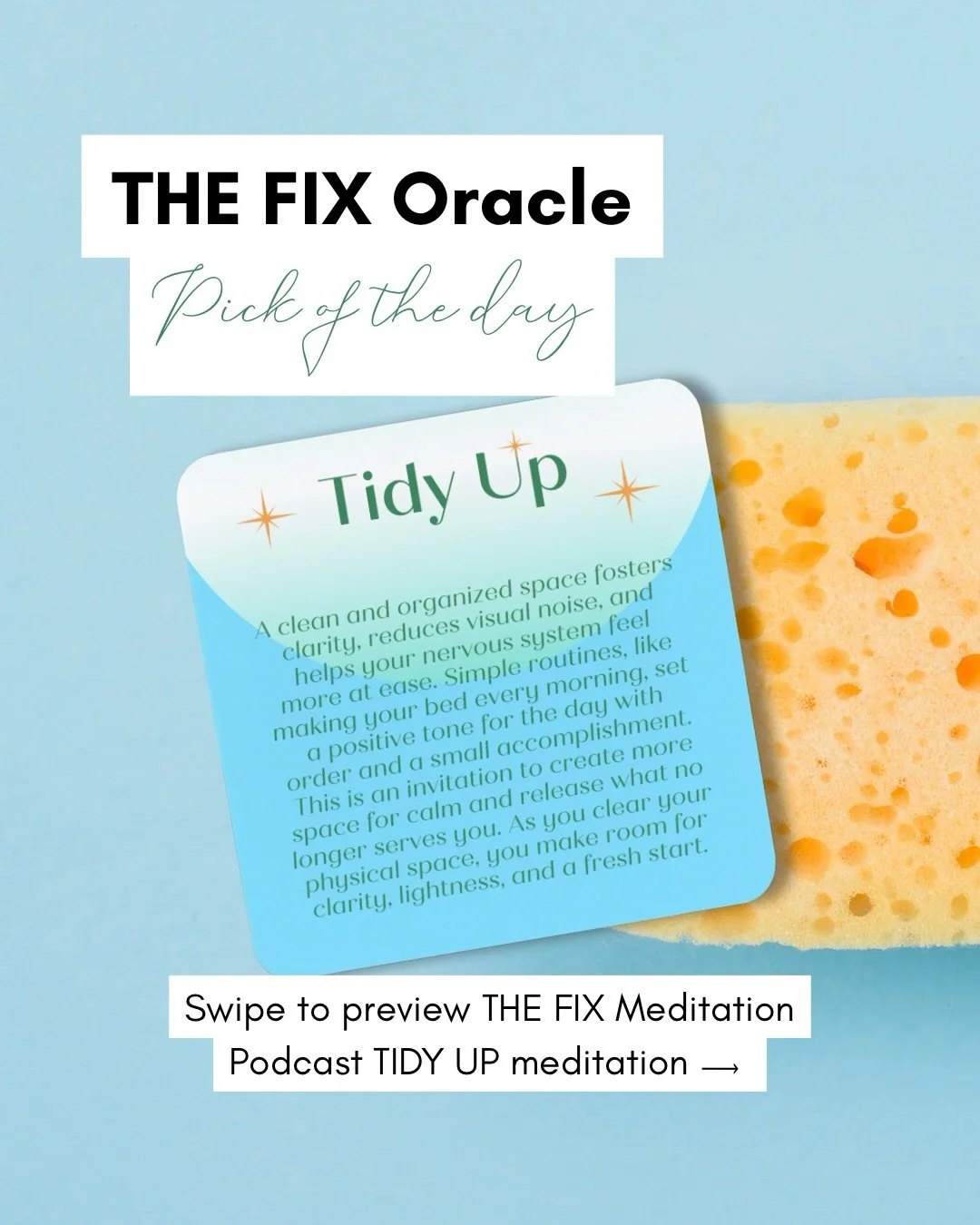 ✨🔮🧘🏻&zwj;♀️ THE FIX Oracle Pick of the Day is TIDY UP!

Your wellness practice doesn&rsquo;t need more effort&mdash;it needs more alignment with your intuition. THE FIX Oracle Deck is designed to help you do exactly that!

A pocket-sized toolkit f
